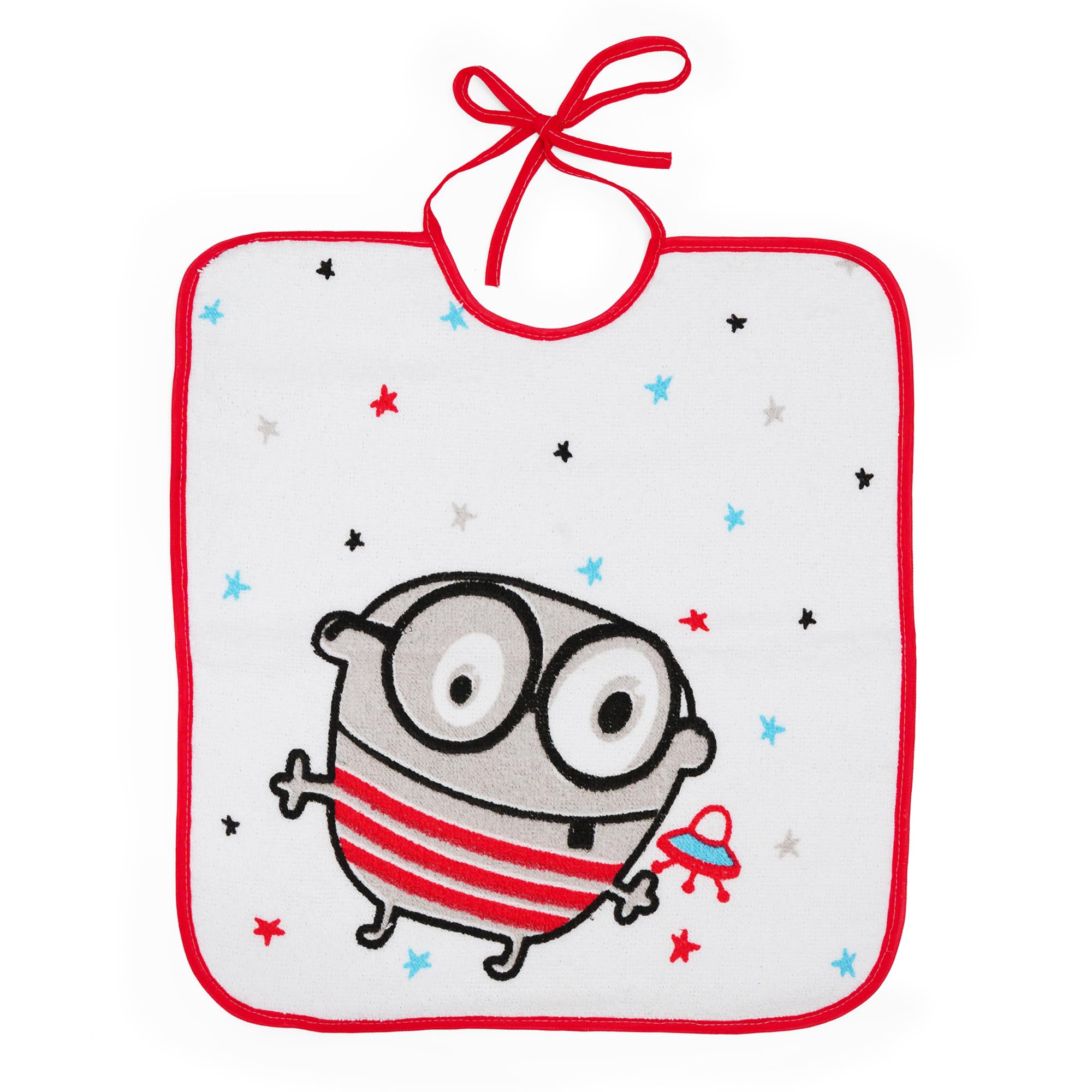 Ti TIN Pack 4 Baberos Bebé Impermeables 36x33 cm, +12 Meses | Rizo de Algodón Suave, Absorvente, Forro de Vinilo, Cierre con Cintas, Lavadora y Secadora, Ideal Guardería