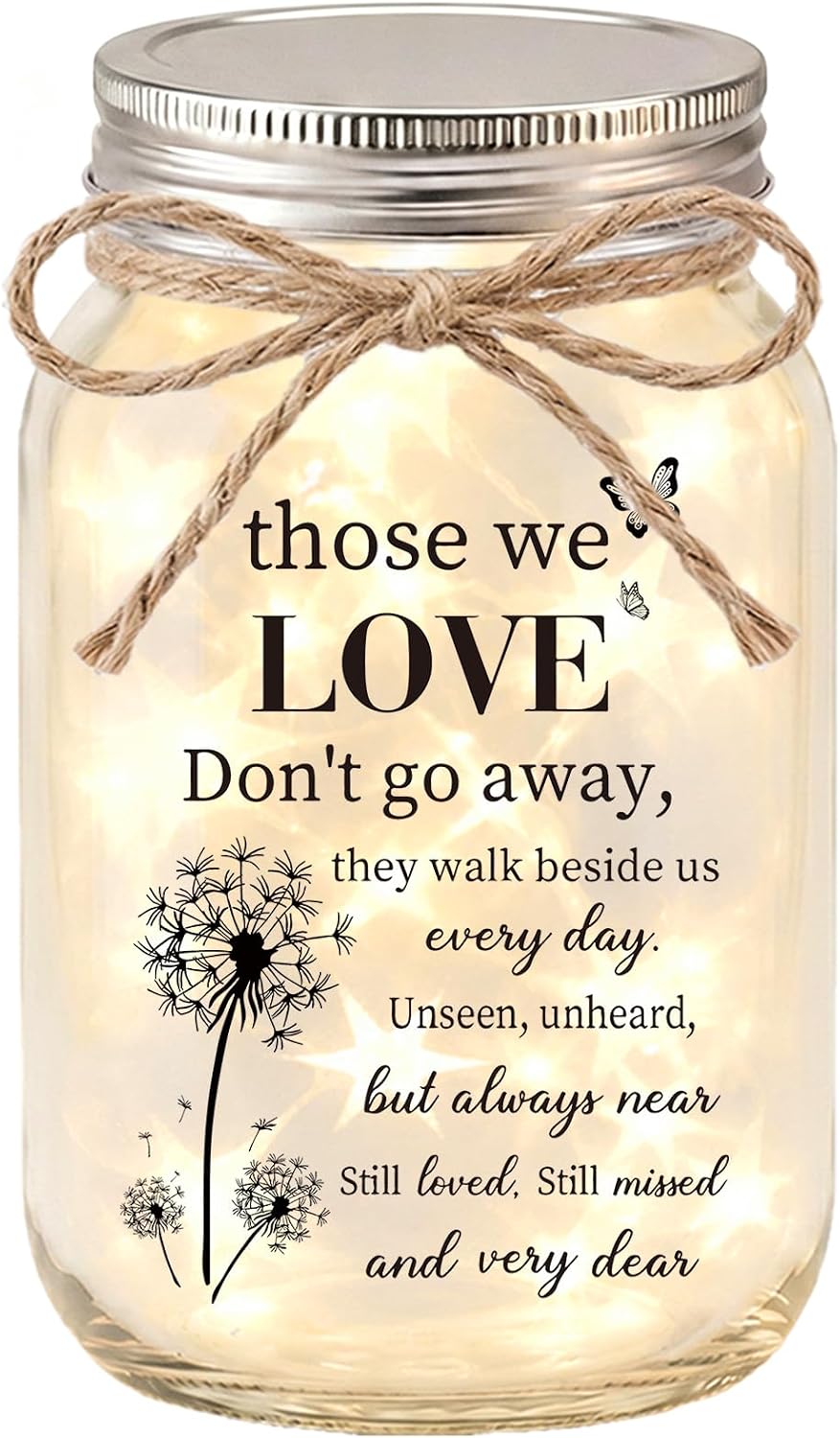 Sympathy Memorial Gifts for Loss Loved Ones Mason Jar Light