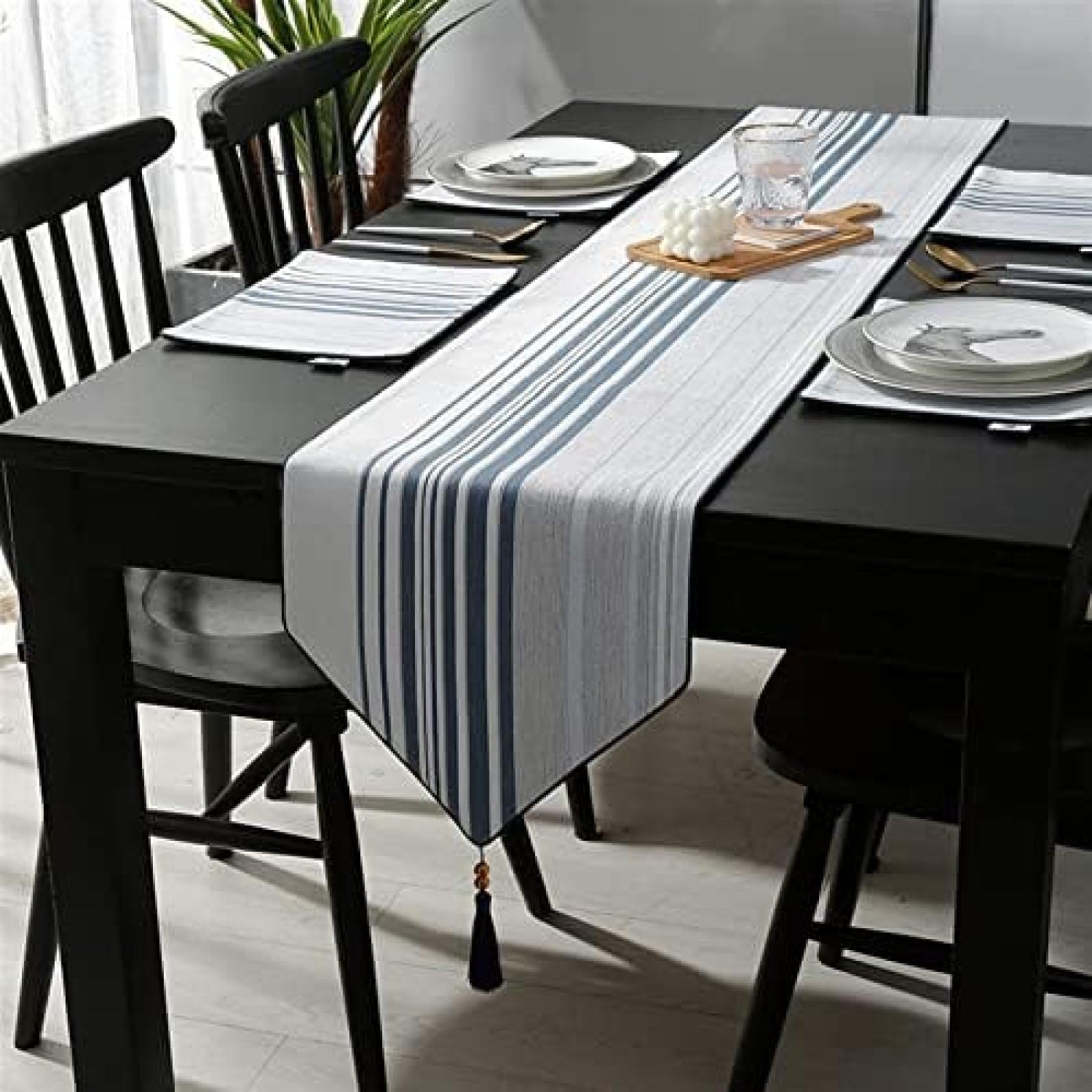 WDCDYQDH Simple Modern Fashion Table Runner Stripe Embroidery Mat Bed Flag Tablecloth Cloth Decoration (groen 32 * 140cm) (Oranje (blauw A 32 * 280cm) Oranje 32 * 260cm (Blauw