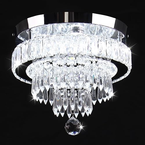 Miniatura 9 de Candelabro moderno de cristal de 11.8 pulgadas, lámparas de cristal empotradas, lámparas de techo para dormitorios, sala de estar, comedor, pasillo