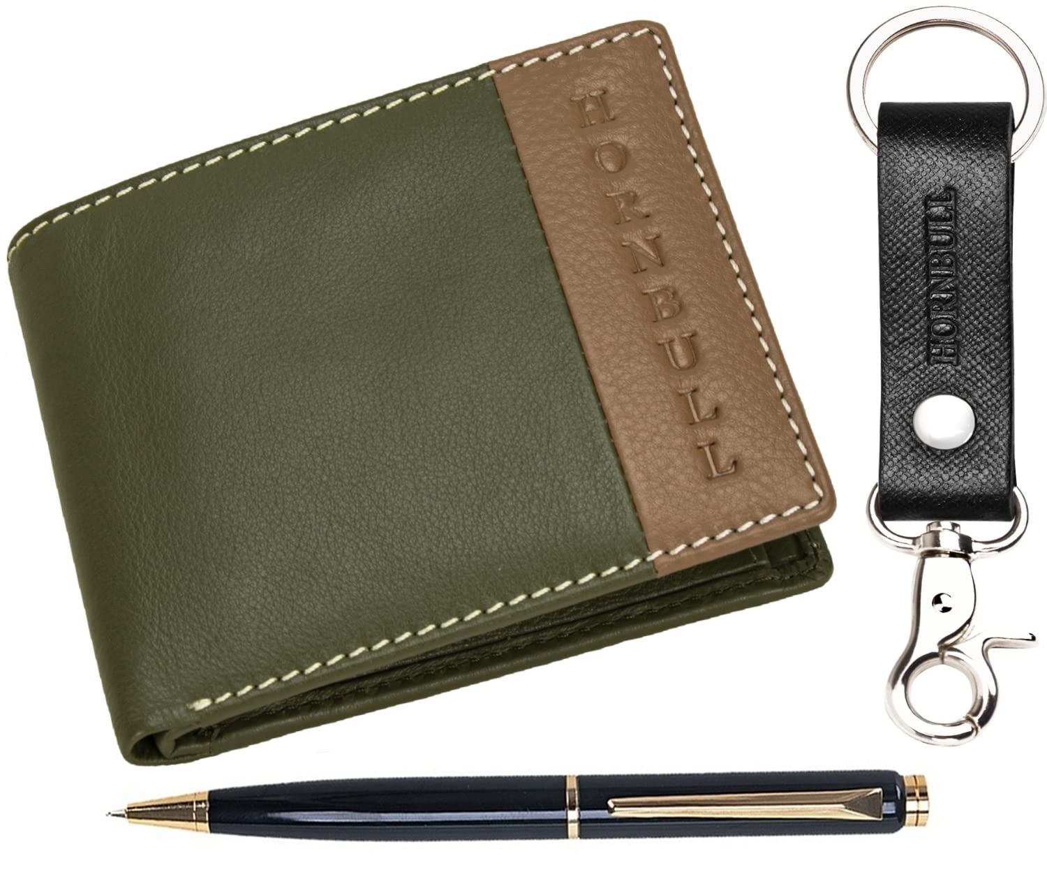 HORNBULL Taylor Olive/Mud Mens Leather Wallet | Leather Wallet for Mens | Valentine Gift Hamper