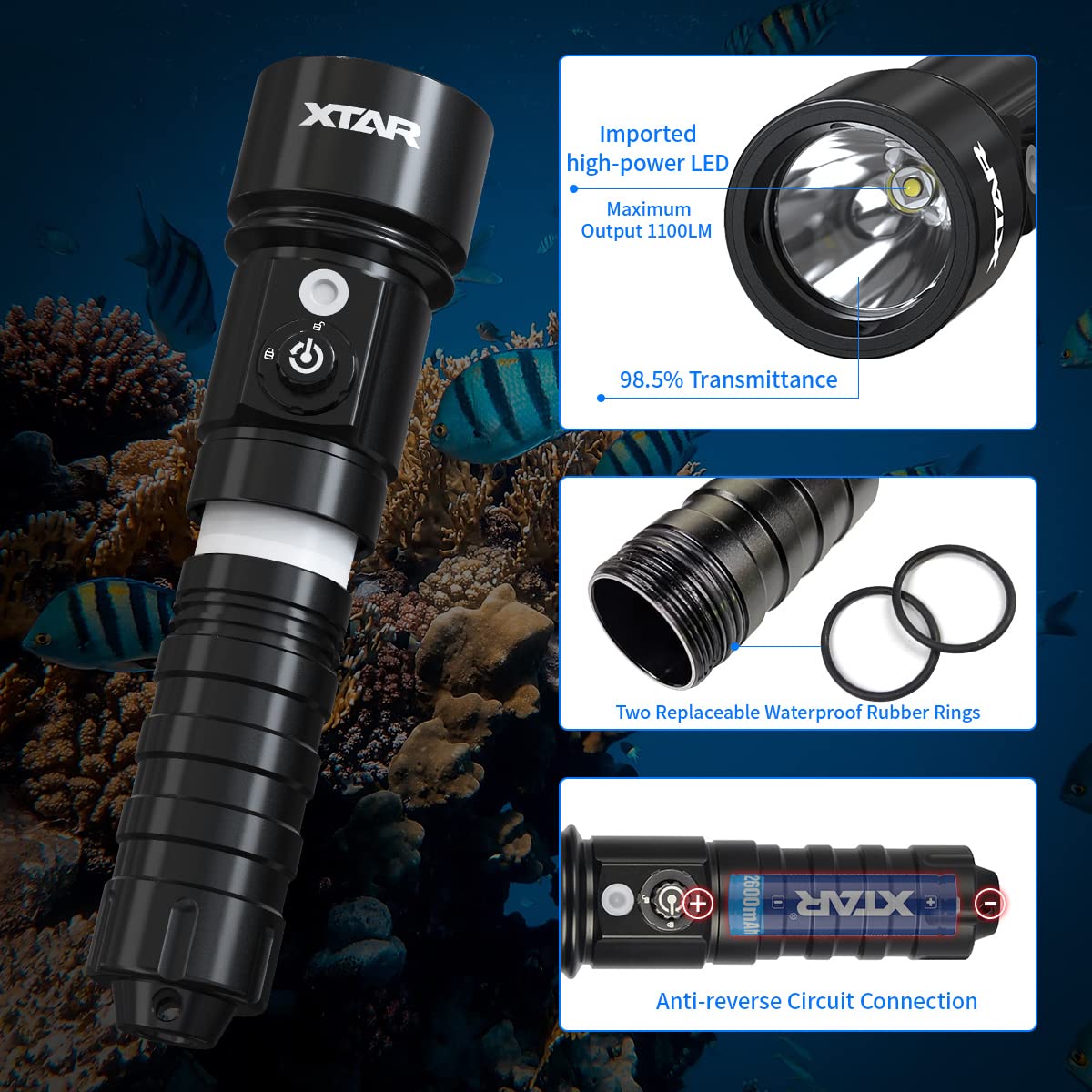XTAR D26 1100Lm linterna de buceo