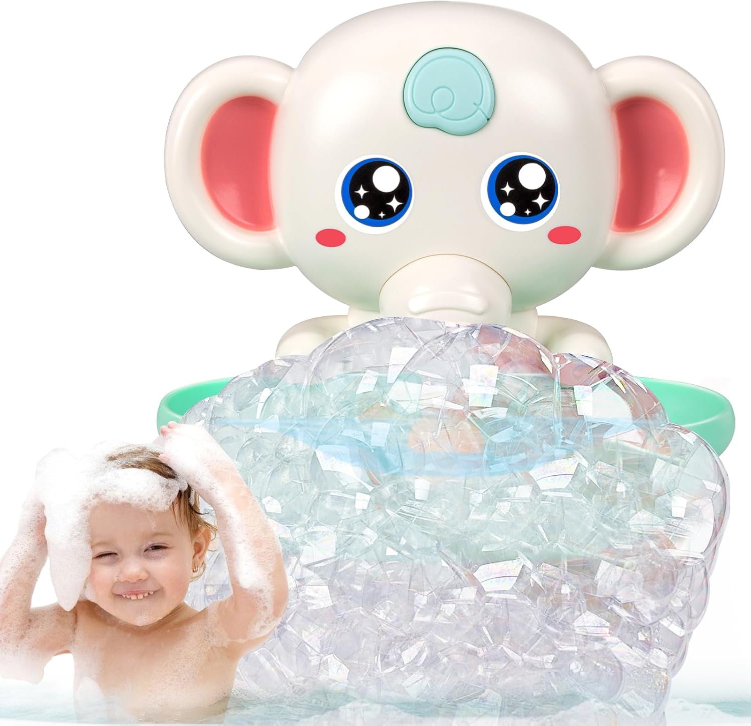 Bath Toys, Elephant Bath Bubble Maker with Music, Magnetic Charging Bubble Machine, Bath Toys for Toddlers 1-3, Toddler Bathtub Toys, Birthday for 1 2 3 4 5 Years Old Boys Girls (White)