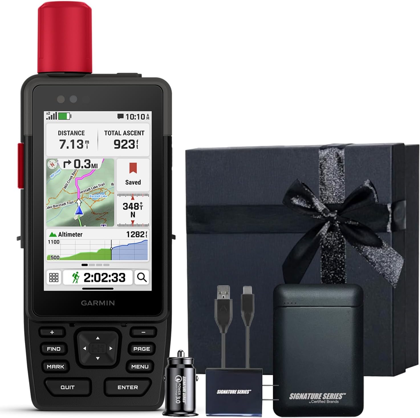 Garmin GPSMAP H1i Plus Premium GPS Handheld Navigator with inReach to Share Texts, Photos, and SOS Off-Grid, Touchscreen & Buttons, Long Battery Life, Preloaded Maps | Signature Series Gift Bundle