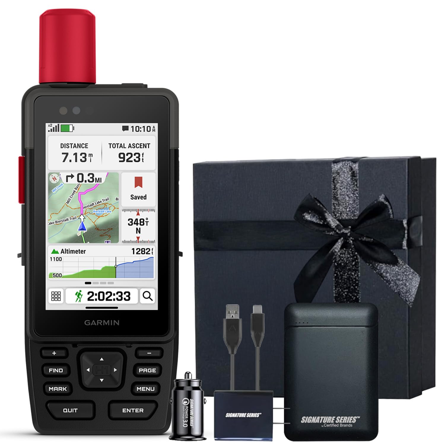 Garmin GPSMAP H1i Plus Premium GPS Handheld Navigator with inReach to Share Texts, Photos, and SOS Off-Grid, Touchscreen &amp; Buttons, Long Battery Life, Preloaded Maps | Signature Series Gift Bundle
