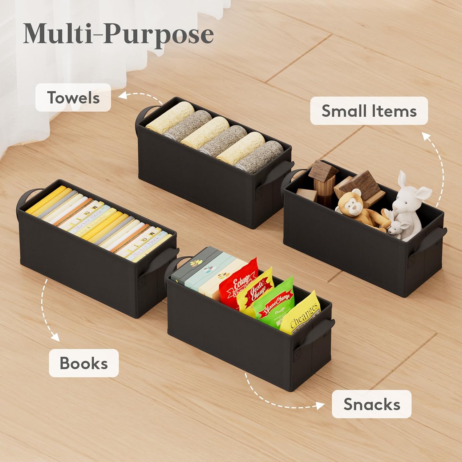 Lifewit CD Storage Box, Stackable CD Case Holder Organizer, Foldable CDs Container with Lid, Handles, Media Organizer Bin for Albums 13.2" L x 5.3" W x 5.9" H Holds up to 180 PCS CDs (30 Each), 6 Pack