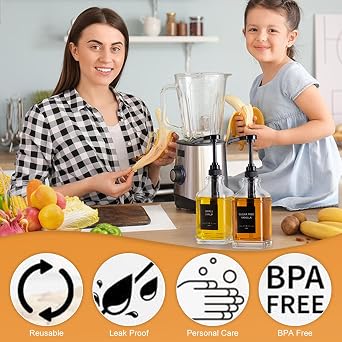 2Pcs Coffee Syrup Dispenser,500ml Syrup Dispenser,Glass Syrup Bottle with Elegant Pumps and 36 Labels and Funnel & Pump,Syrup Pump Dispenser Honey Dispenser,Coffee Syrup Pump,Coffee Bar(Black)
