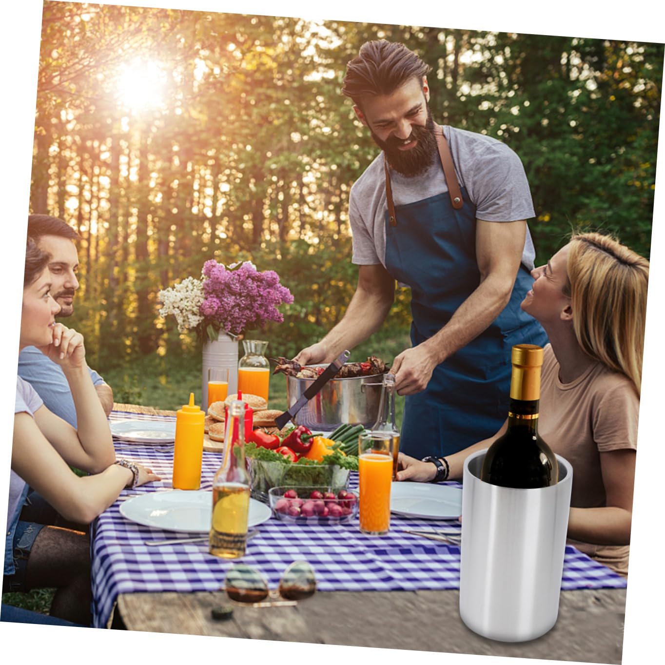 Cabilock 1 Pc Hielera Recta De Doble Capa Cubo Enfriador De Vino Cubos De Bebidas De Cerveza Cubo De Hielo Botellas De Vino Cubo De Champán Gabinete del Vino Acero Inoxidable Cuerpo Recto