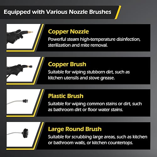 Miniatura 6 de Dyna-Living Limpiador de vapor portátil 2500 W Limpiador de vapor de mano para limpiar tanque de agua de 47.3 fl oz Vaporizador de alta presión para