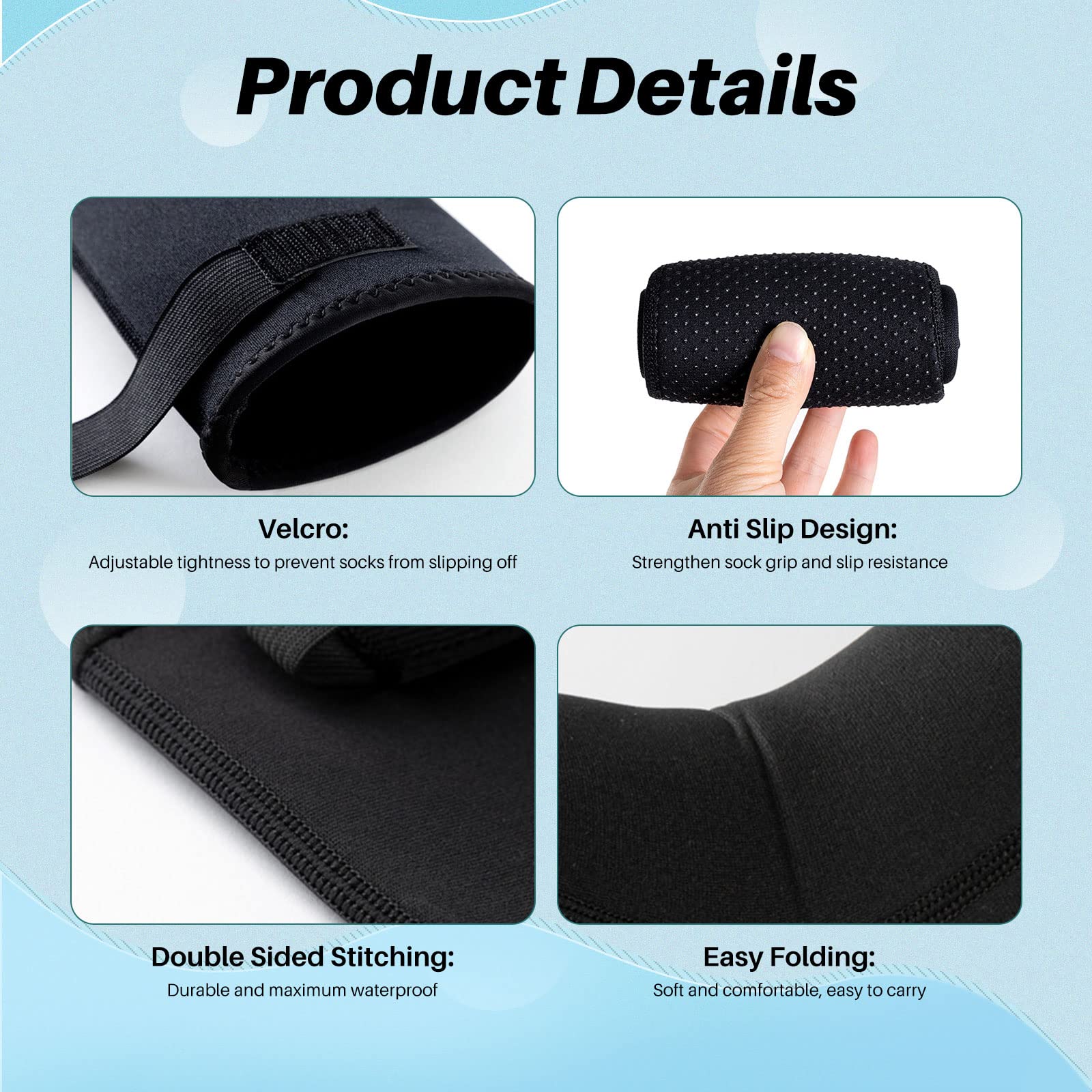 Calzini in Neoprene 3mm,Calzini da Immersione,Calze da Nuoto Antiscivolo per Uomo Donna,Calzini Muta Caldi,Calzini Sportivi con Velcro per Subacquee,Spiaggia,Snorkeling,Surf,Vela,Immersioni,Kayak