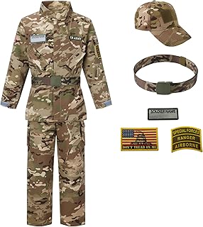 Army Costume for Boys,Kids Military Soldier Costume,Army Outfit for Boys,Halloween Kids Camouflage Uniform