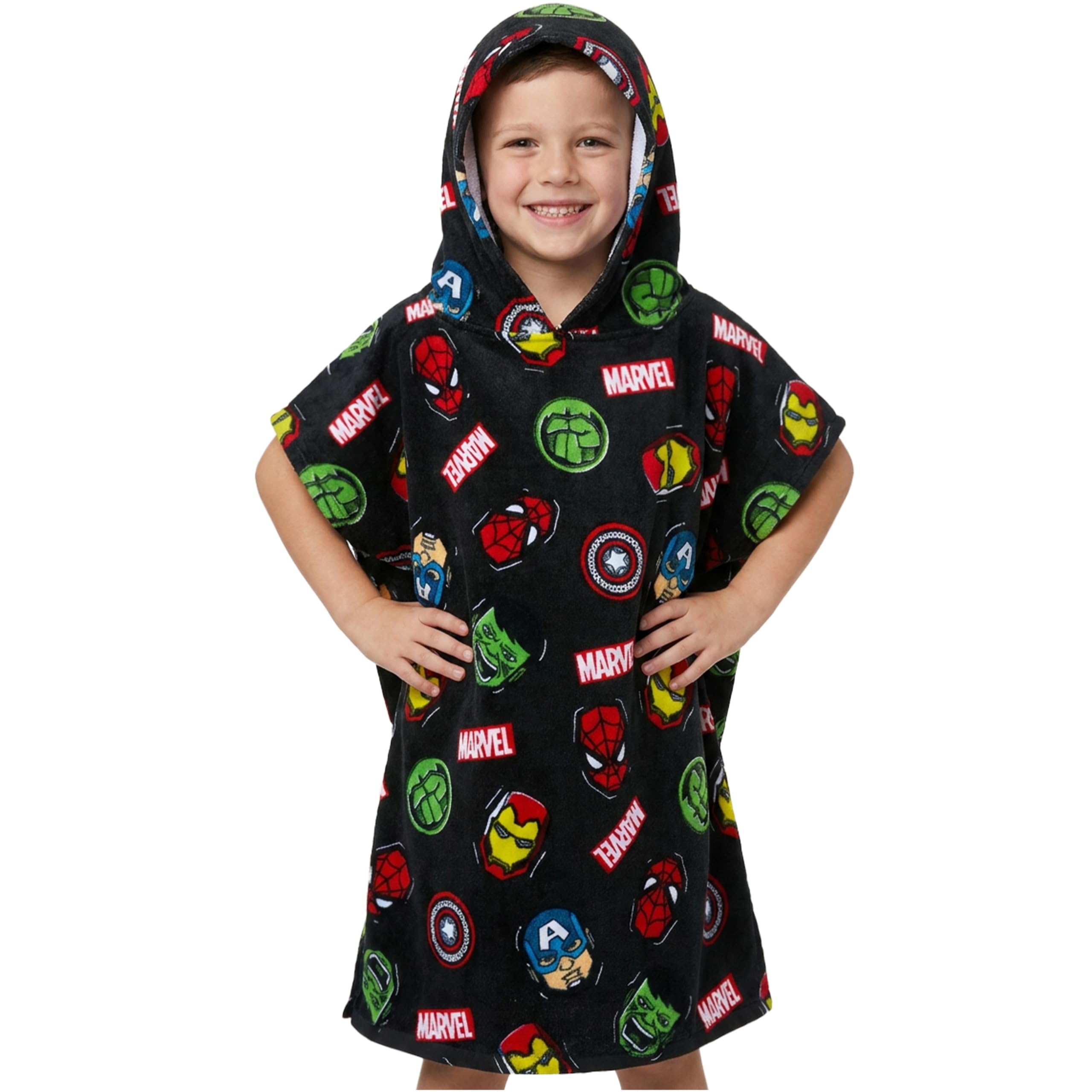 Marvel Spiderman Asciugamani Bagno con Cappuccio Ragazzi Poncho Bambino Telo Mare Bambini (Multiplo Avengers, 10-13 Anni)