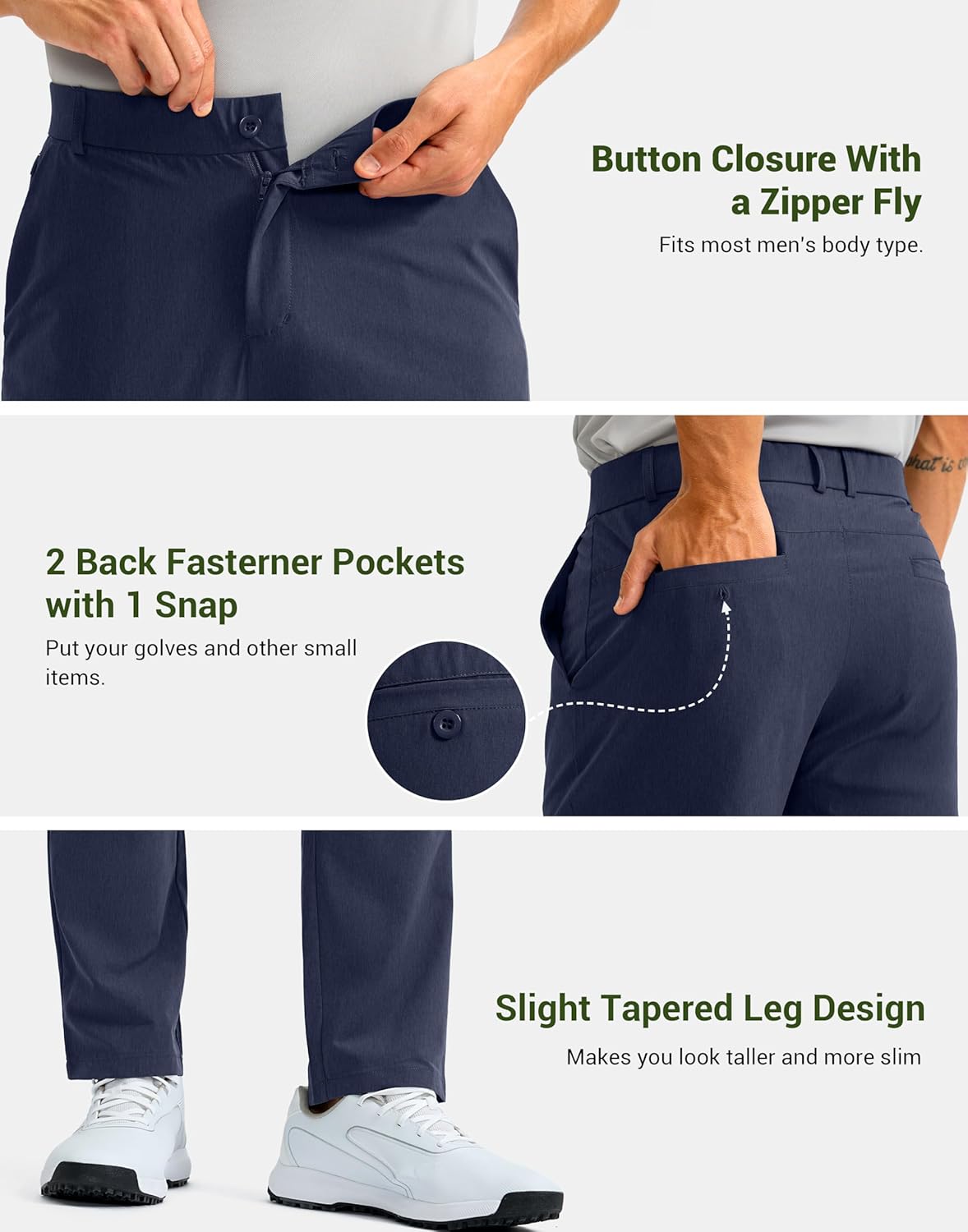 G Gradual Men's Golf Pants with 5 Pockets 30"/32"/34" Lightweight Quick Dry Stretch Work Dress Pants Casual Slacks for Men - Image 6