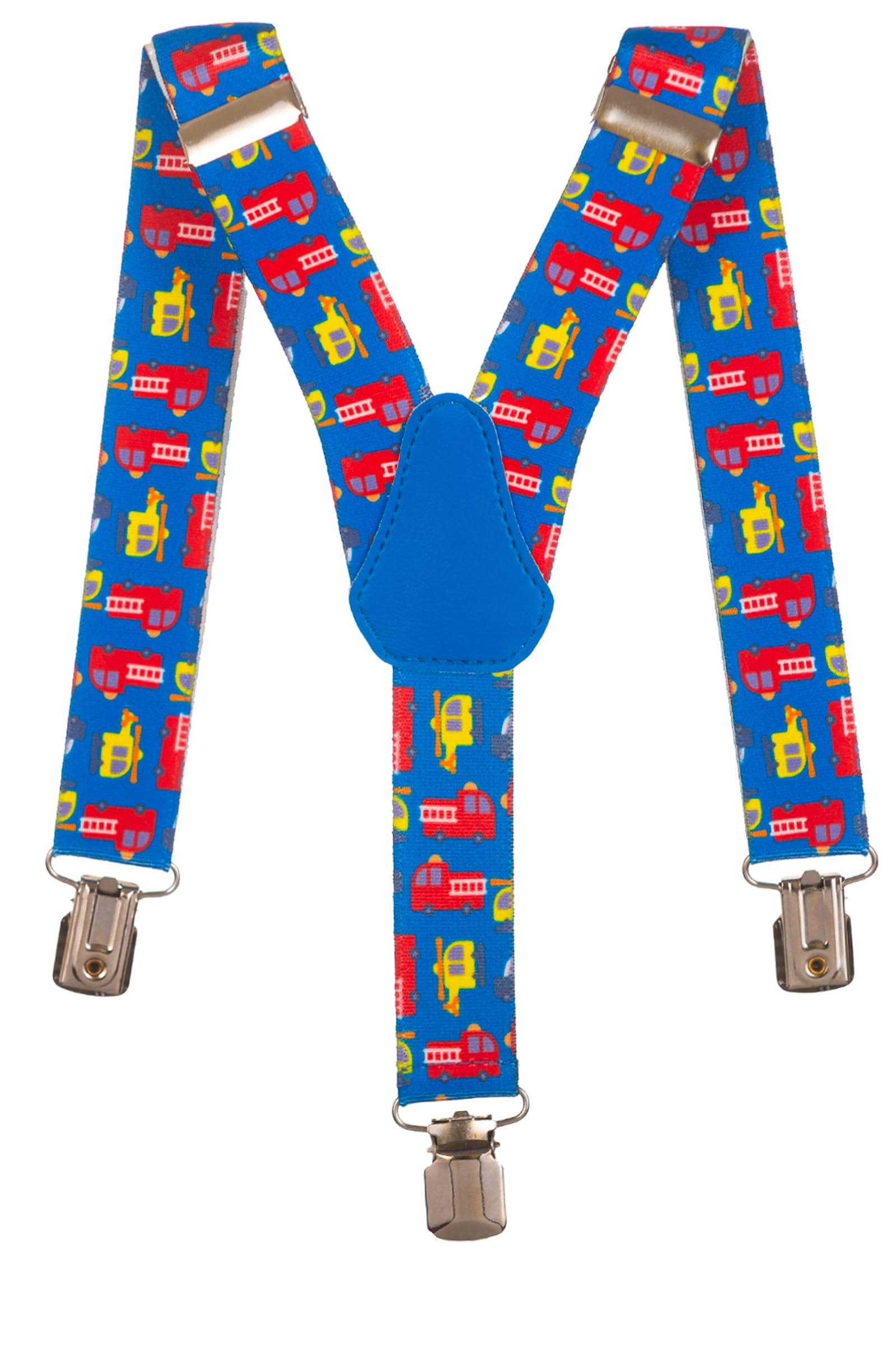 Olata Children’s Elasticated Fire Engine Design Y-Shape Braces/Suspenders (1-5 Years) - 2.5cm. Light Blue