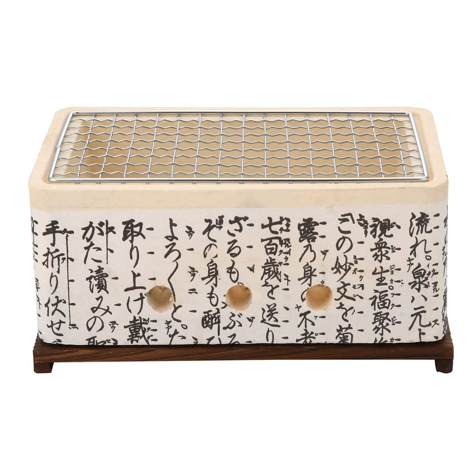 Tbddsd One Color Barbecue, Barbecue Grill Desktop Charcoal, With Wire Mesh And Wooden Base Design