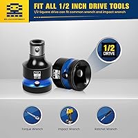 Vista 5 de BLACKROBOT 2 PCS Portabrocas de Impacto Adaptador de Transmisión Cuadrada de 1/2 Pulgada a Casquillo Hexagonal de 1/4 Pulgada para Llave de Impacto