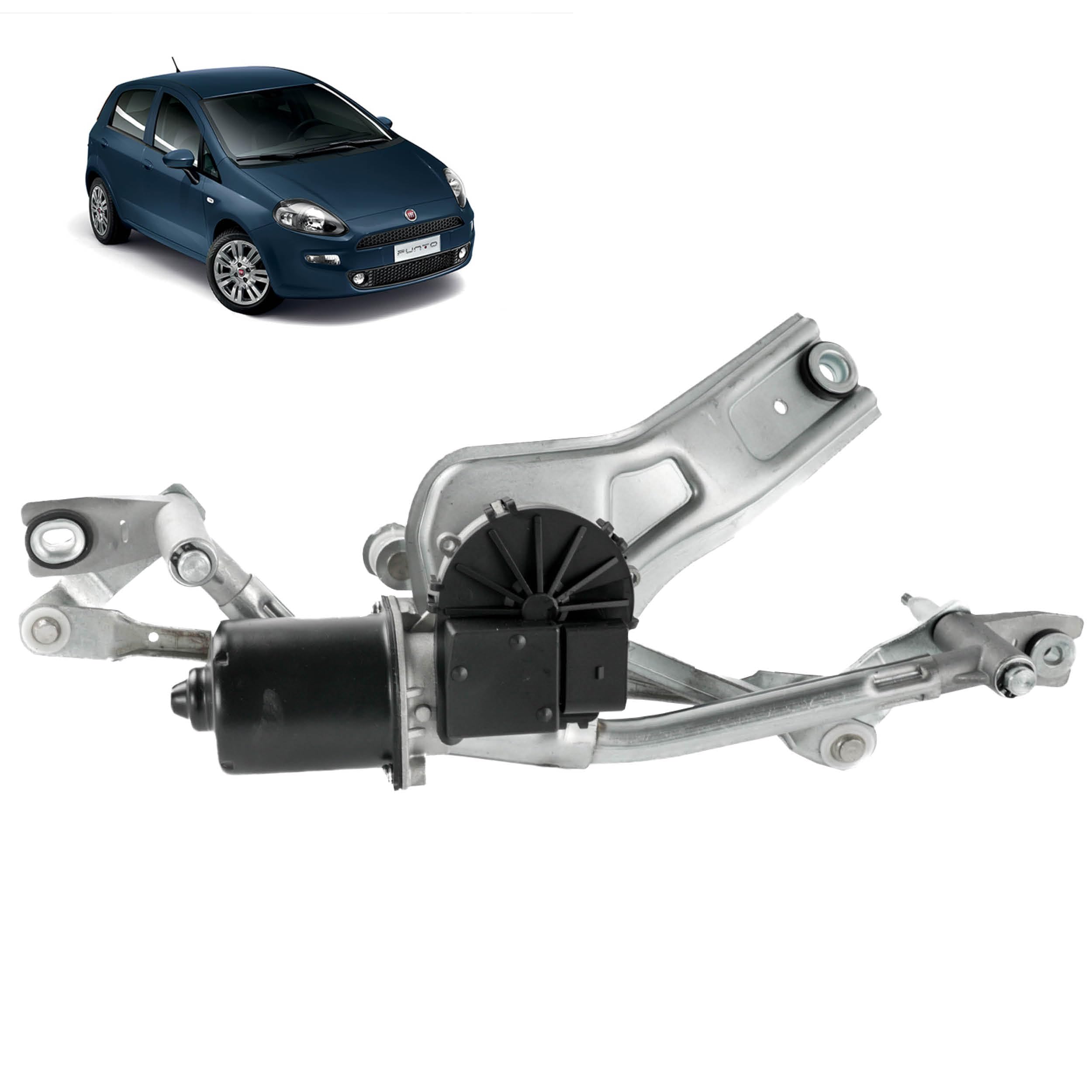Motorino tergicristallo compatibile per Punto 3, Grande Punto, Punto Evo e Linea (2005-2018) (tiranteria + motore tergicristallo). 51753759, 51701421, 51881061, 77363952, 98846221