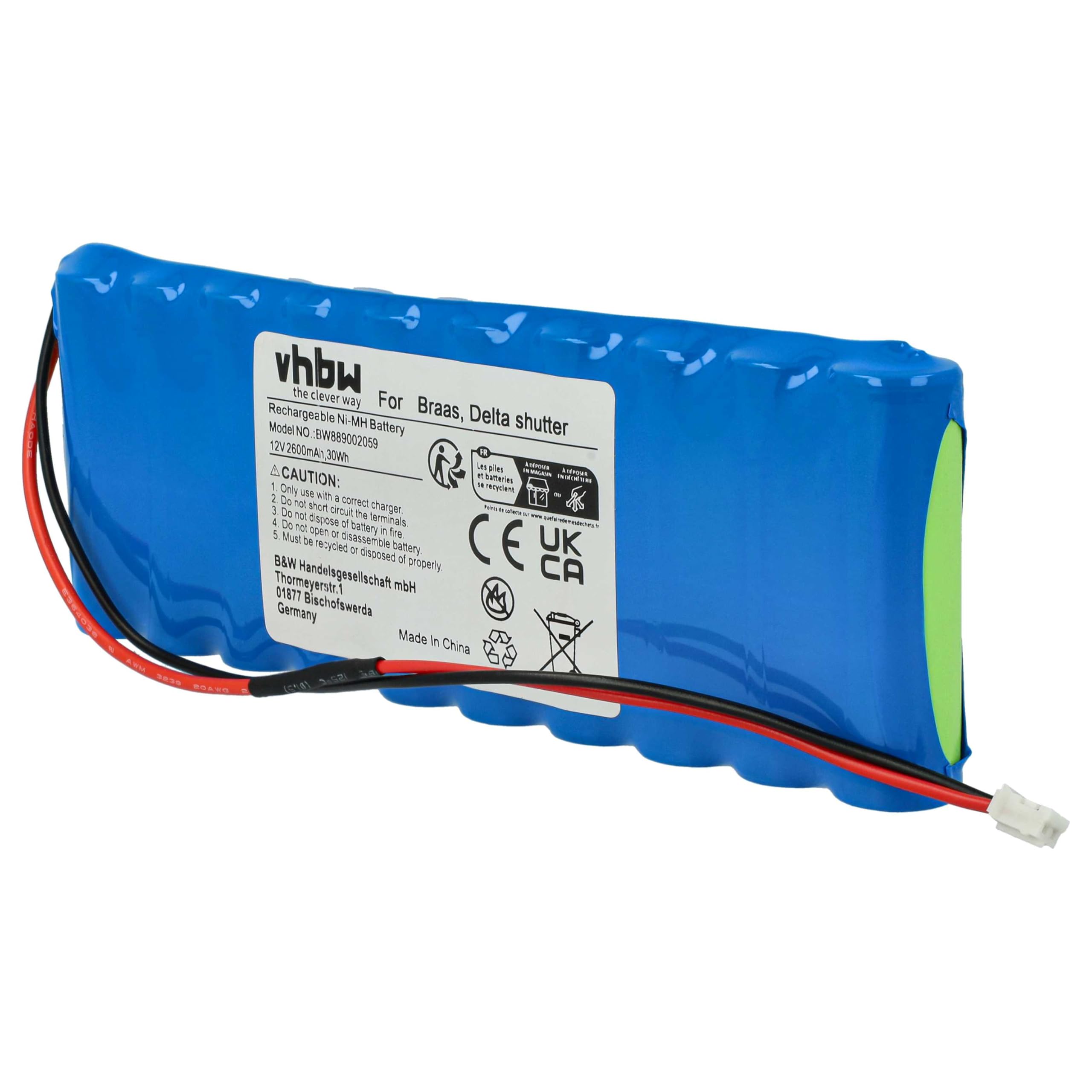 vhbw Batterie Compatible avec Braas motorisation de volet, Porte, Portail (2600mAh, 12V, NiMH)