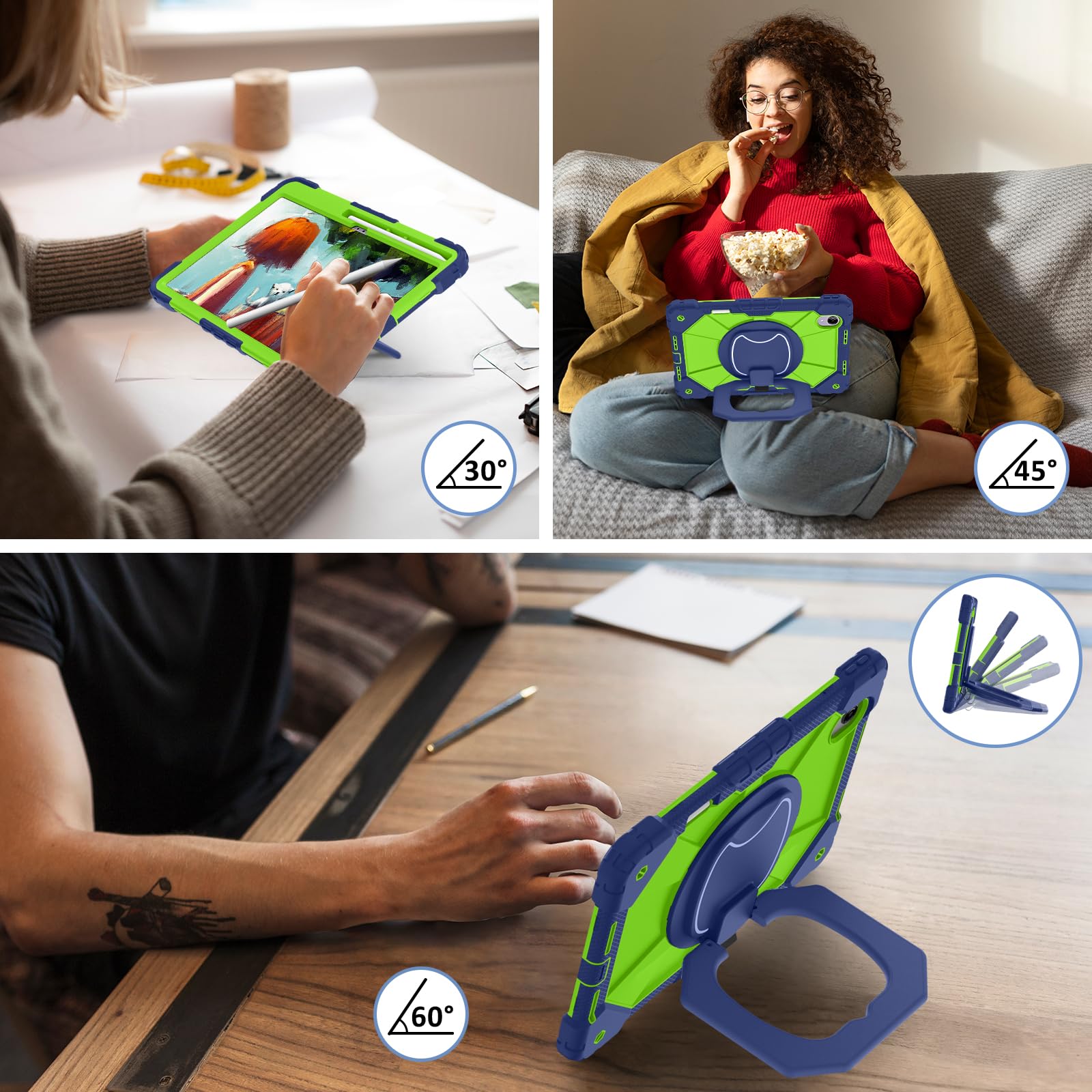 Compatibile con Lenovo Xiaoxin Pad Pro GT 13 (2026) TB378FC 13" custodia con supporto/portamatite, custodia protettiva robusta e resistente antiurto con tracolla (verde navy)