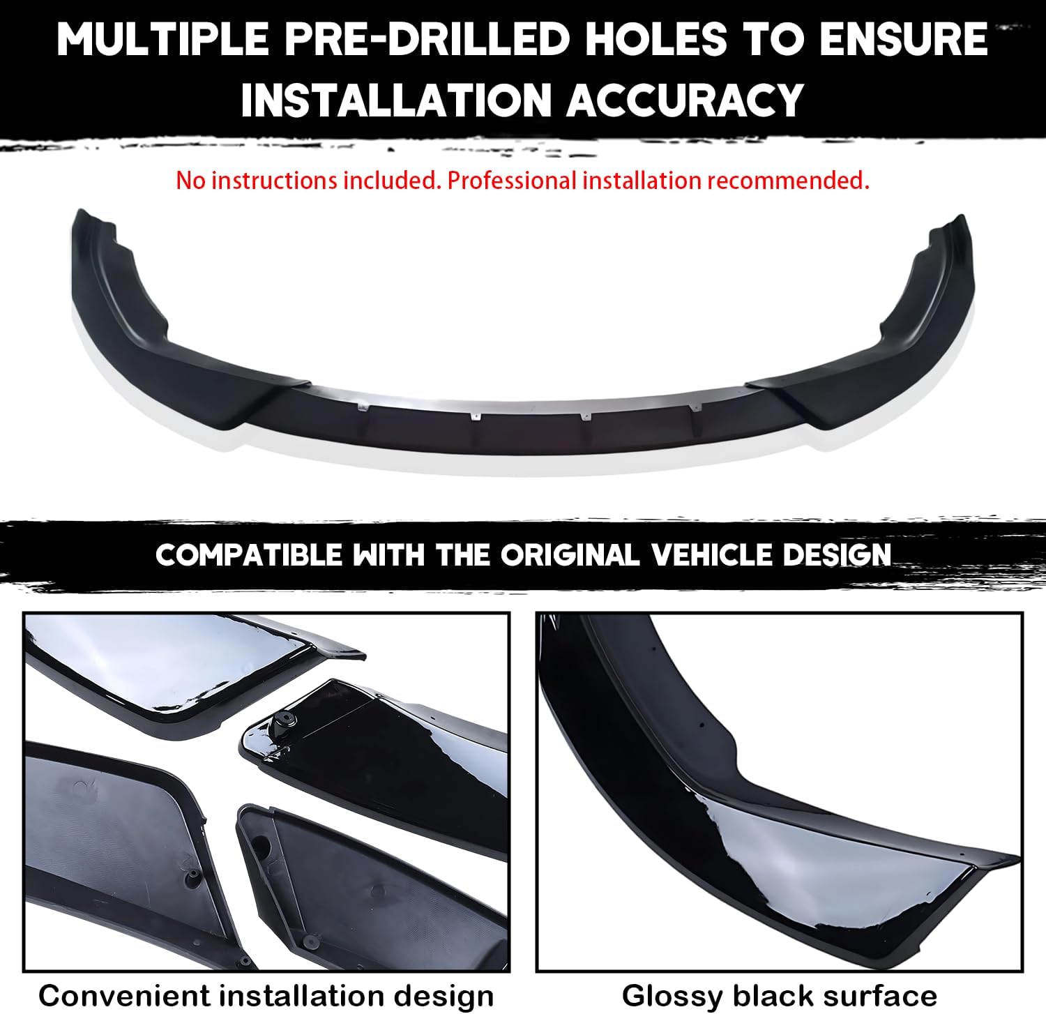 3PCS Front Bumper Lip Splitter Spoiler for 2019-2022 BMW G20/G28/330 3 Series (M Sport), BMW Replacement Front Parts Accessories Front Splitter (Glossy Black, G20 M-Sport)