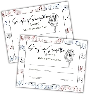 Singing Sensation Awards 30pk 8.5x11” Superlatives Choir Voice Vocal Performance 1st Place Winner Lessons Instructor Troph...