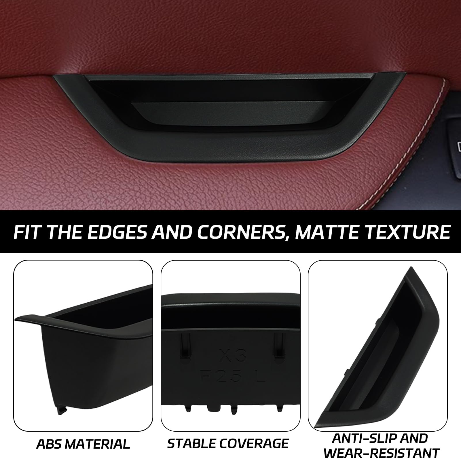 LIMBQS Carcasa Interior De La Manija De La Puerta Para BMW X3 X4, Cubierta De La Caja De La Manija Del Reposabrazos De La Puerta Del Pasajero Para BMW F25 F26 (negro