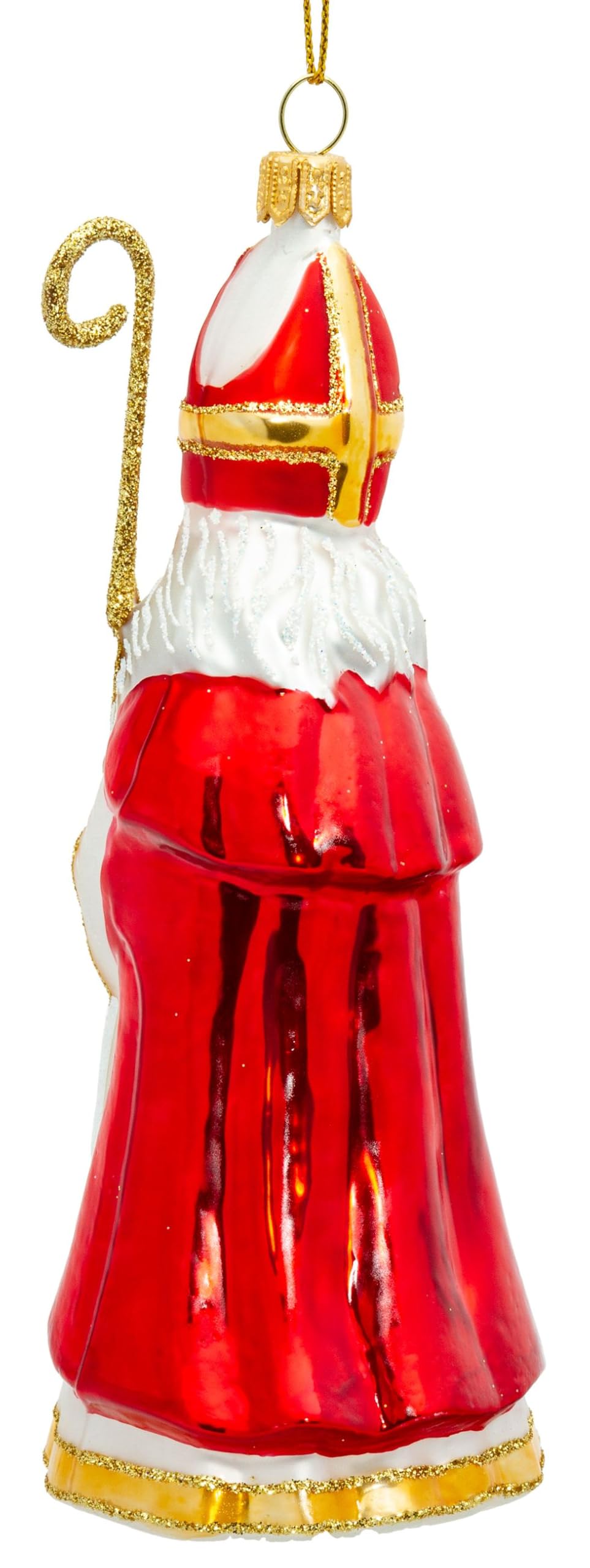 SIKORA Bischof Nikolaus besondere Weihnachtskugel Glas Christbaumschmuck Deko Figur Weihnachten Anhänger Ornament - Meisterstücke - BS700, Variante:Bischof rot Weiss