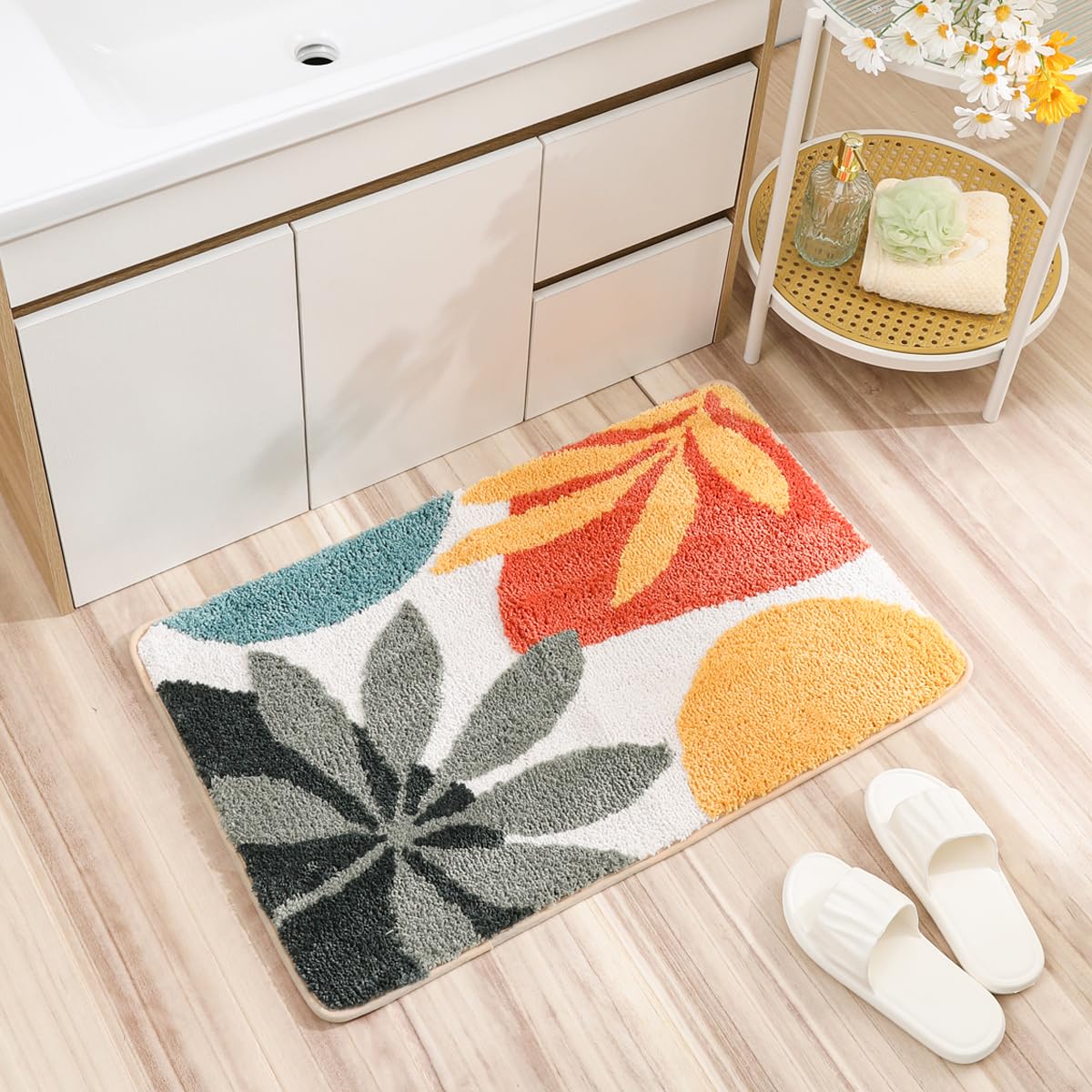 Plants Bath Mat Super Absorbent Bathroom Rug Non Slip Bath Carpet for Bathroom Machine Washable Thick Plush Bath Mat Soft Microfiber Bath Rug for