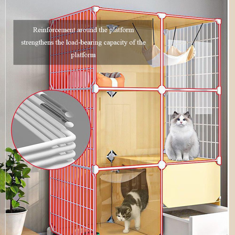 Gabbia per gatti a 2 livelli con lettiera, gabbia da interno in filo metallico per 1-2 gatti, furetti, conigli, piccoli animali, grande, 112 x 107 x 47 cm
