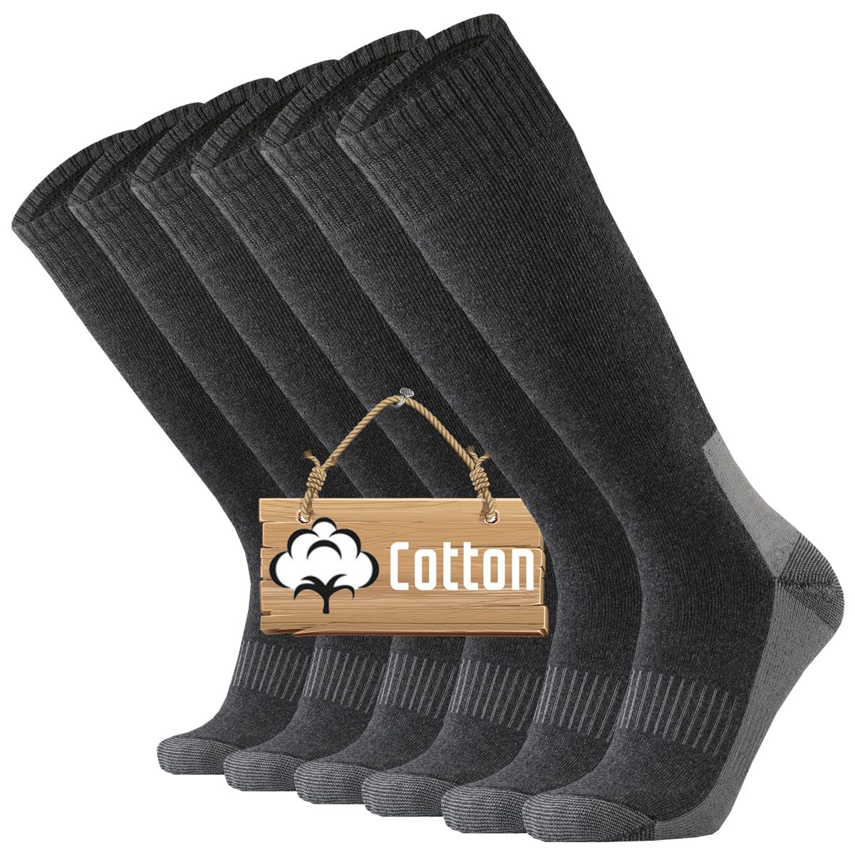 ONKE Knee High Socks Cushioned for Men Steel Toe Work Boots Over the Calf OTC Moisture Wicking Control Warm Hiking Hunting