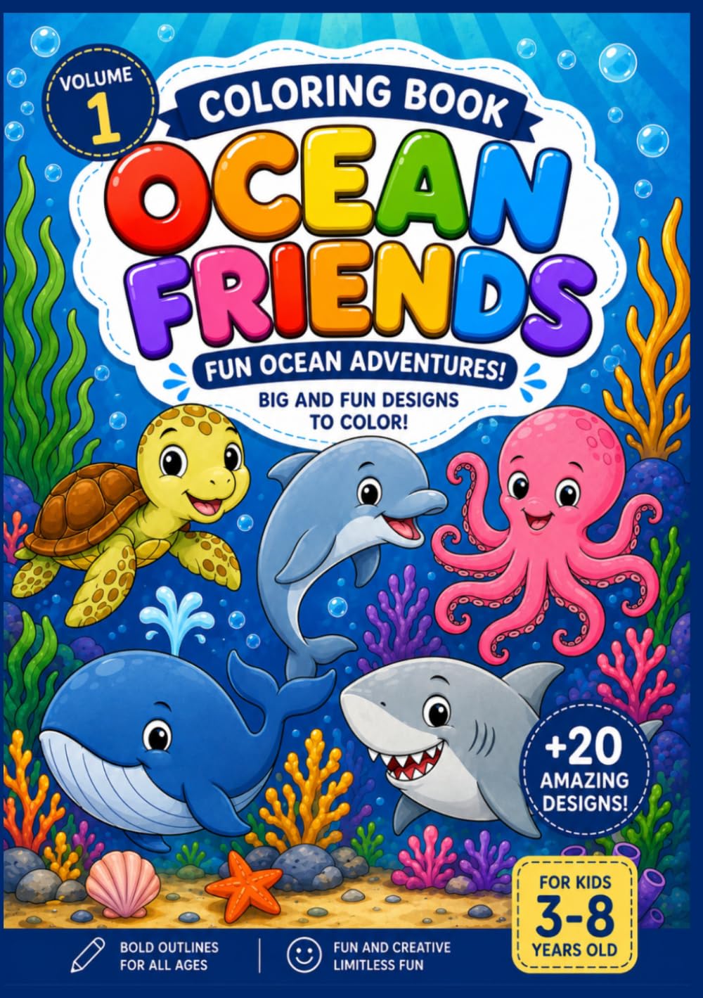 Coloring Book: Ocean Friends: Fun Ocean Adventures (Animal Friends: Coloring Books)