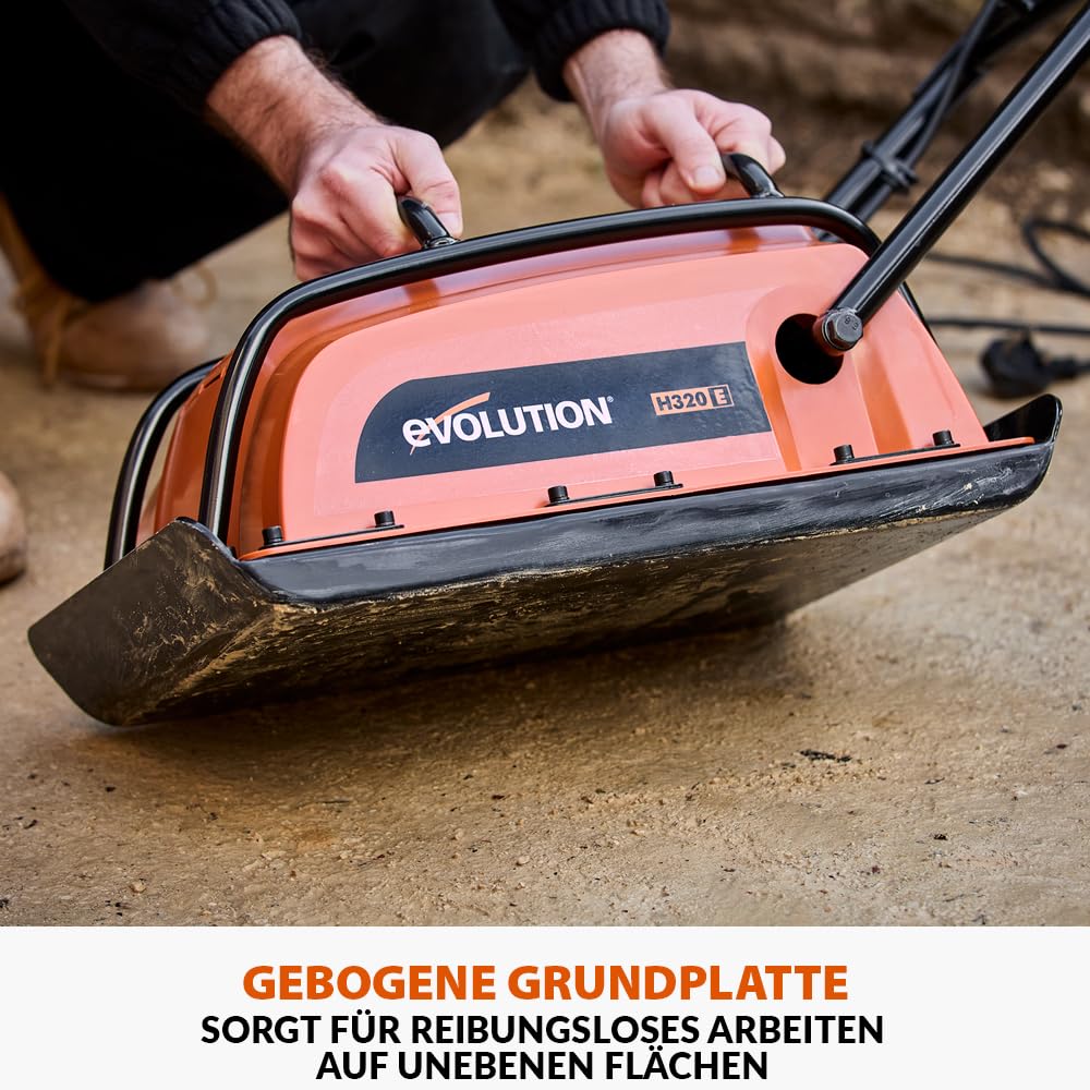 Evolution Power Tools H320-E Hulk Elektro Elektrisch Vibrationsstampfer, Rüttler, rüttelplatte - Ideal zum Nivellieren von Gehwegen, Vorbereiten von Kunstrasenflächen, Terrassen, Blockarbeiten, Sand