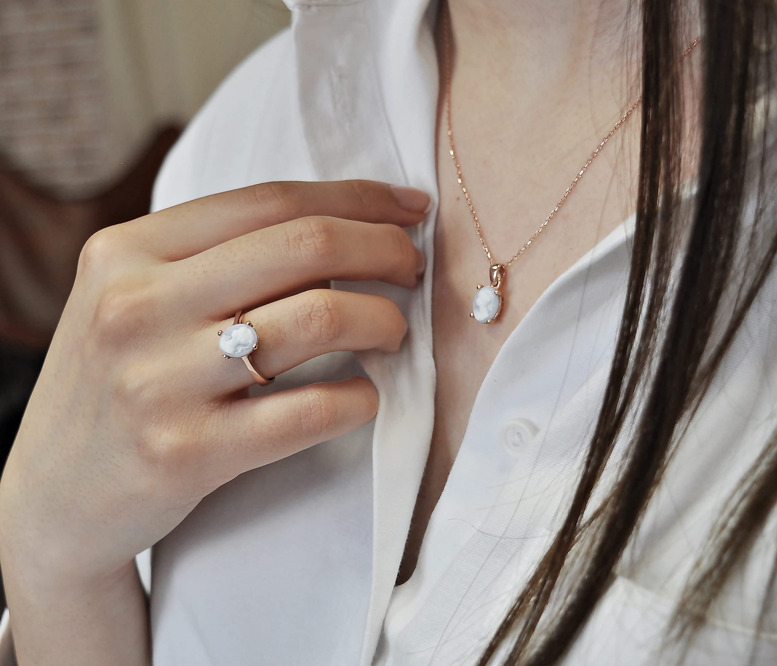925 Silber - Rosévergoldet - Lady Cameo - Vintage Schmuck - Kamee - Statement-Ring - Antik - Jugendstil - Größenverstellbar - Geschenk für Mama - Geburtstagsgeschenk - Silberring - Schmuck-Geschenk