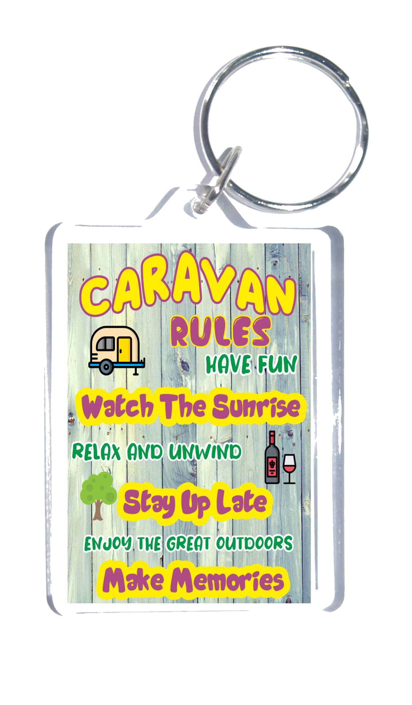 Fun Caravan Lover Gift – Caravan Rules – Keyring - Novelty Present