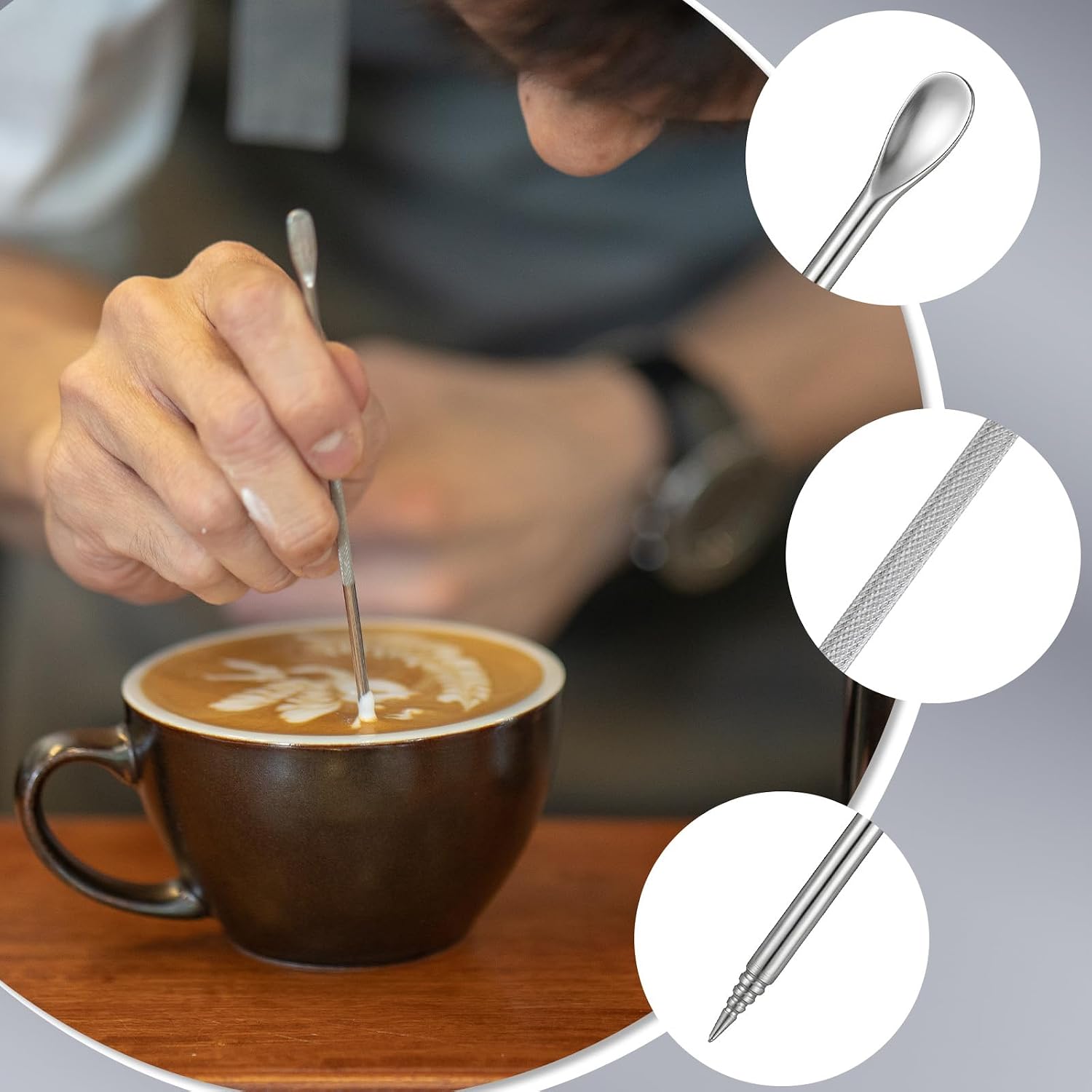 2 PCS Stainless Steel Coffee Latte Art Pen, Coffee Fancy Stitch Barista Tool Spice Pen Cappuccino Espresso Machine Accessory for Coffees Bar Barista Make Creative Coffees Designs Decors image 5