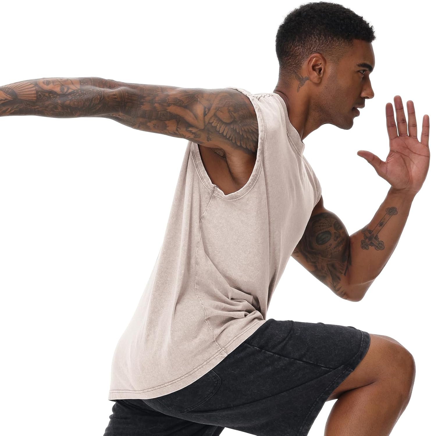 Mens Cotton Sleeveless Tank Tops Cut Off Muscle Gym T Shirts Running Beach Loose Fit Tees - Image 6