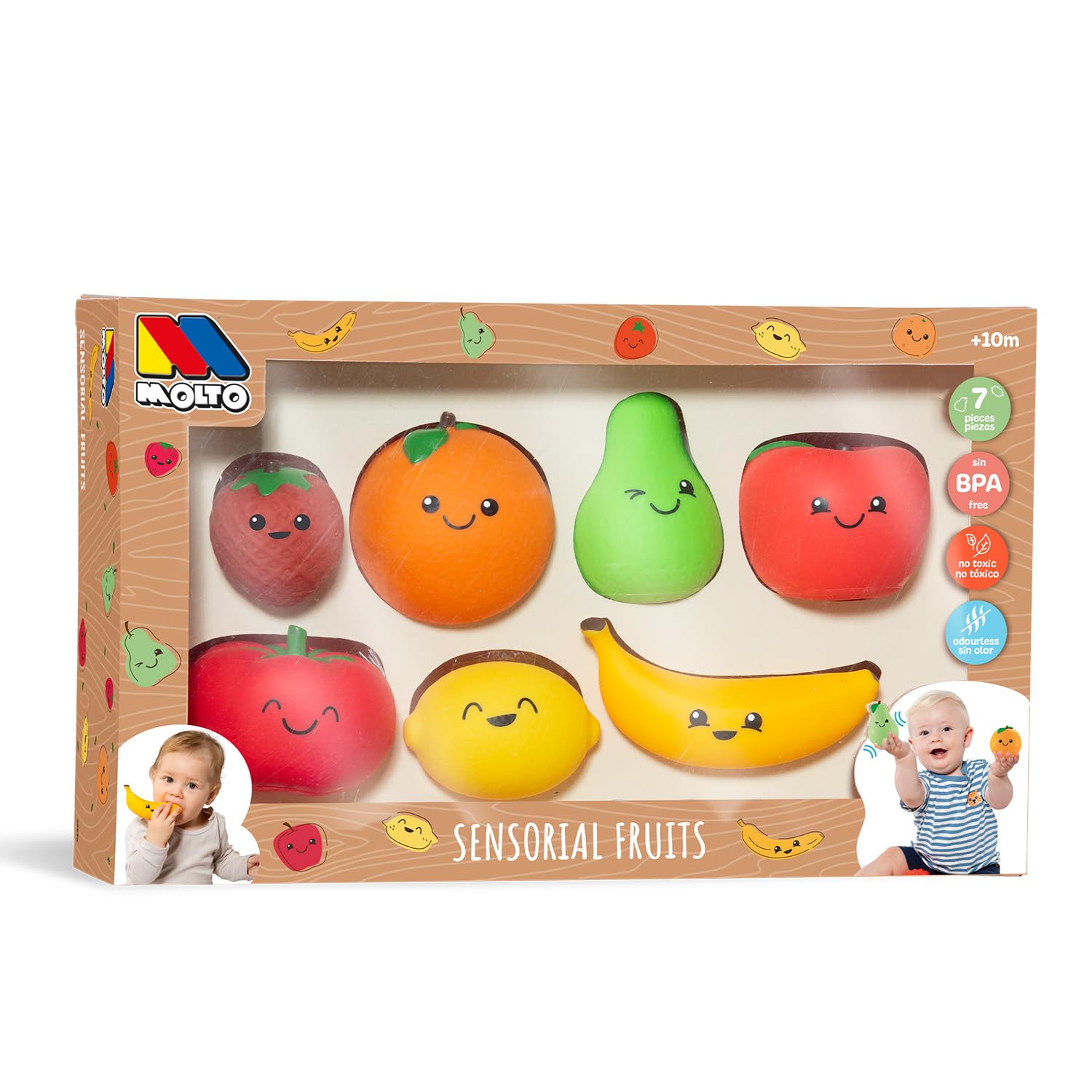 MOLTO | Set di Frutta Sensoriale Morbida 7 Pezzi – Giocattolo Educativo per Neonati per la Stimolazione Sensoriale – Giocattoli per Neonati e Bambini Piccoli