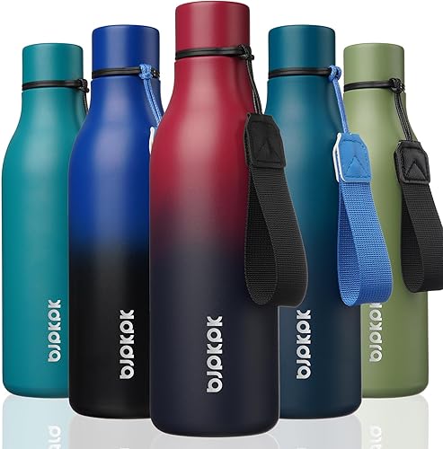 Miniatura 47 de BJPKPK - Botellas de agua aisladas, 25 onzas, de acero inoxidable con correa, botellas, tazas, frascos sin BPA, a prueba de fugas, frascos térmicos
