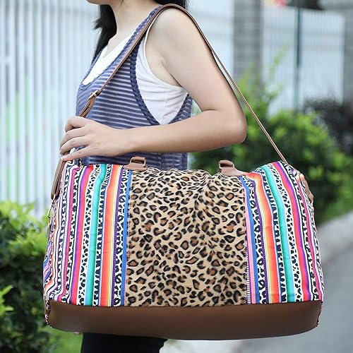 Miniatura 5 de Bolsa de fin de semana, bolsa de lona para mujer, bolsa de viaje grande, bolsas de fin de semana para la noche con correa para el hombro, vaca