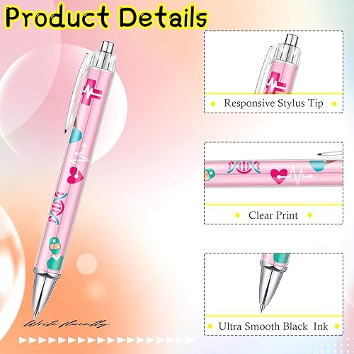 Miniatura 9 de 10 bolígrafos para enfermera bonitos bolígrafos retráctiles de tinta divertida para asistentes médicos estudiantes de enfermería trabajadores