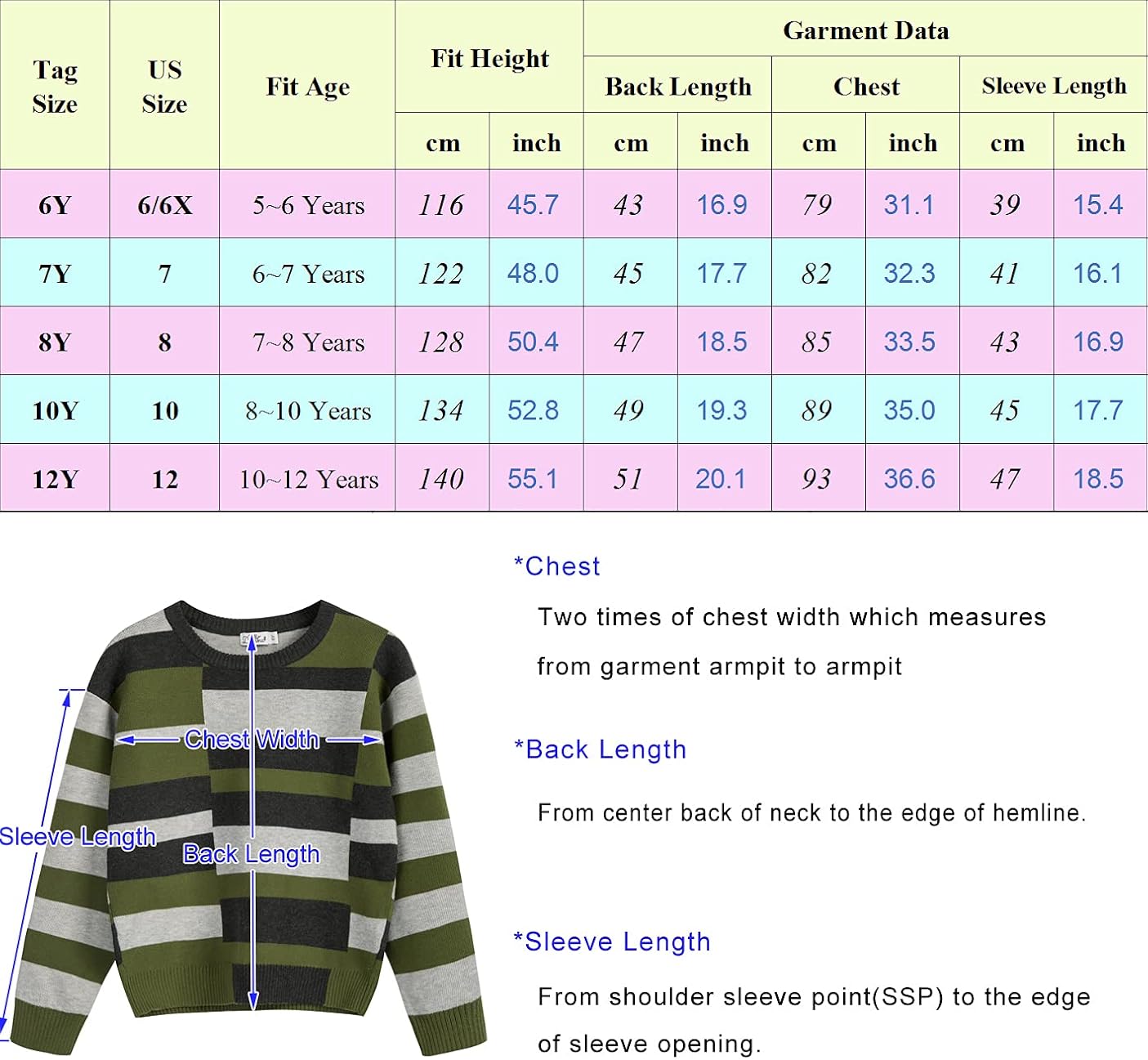 Kids Boys Long Sleeve Striped Sweater Crewneck Knit Pullover Top Size for 5-12 : Clothing, Shoes & Jewelry