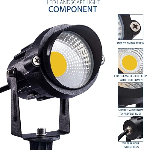 Miniatura 5 de SUNVIE Iluminación LED de paisaje de 12 W, bajo voltaje (CACC 12 V), luces impermeables para caminos de jardín, luces blancas súper cálidas (900 LM)