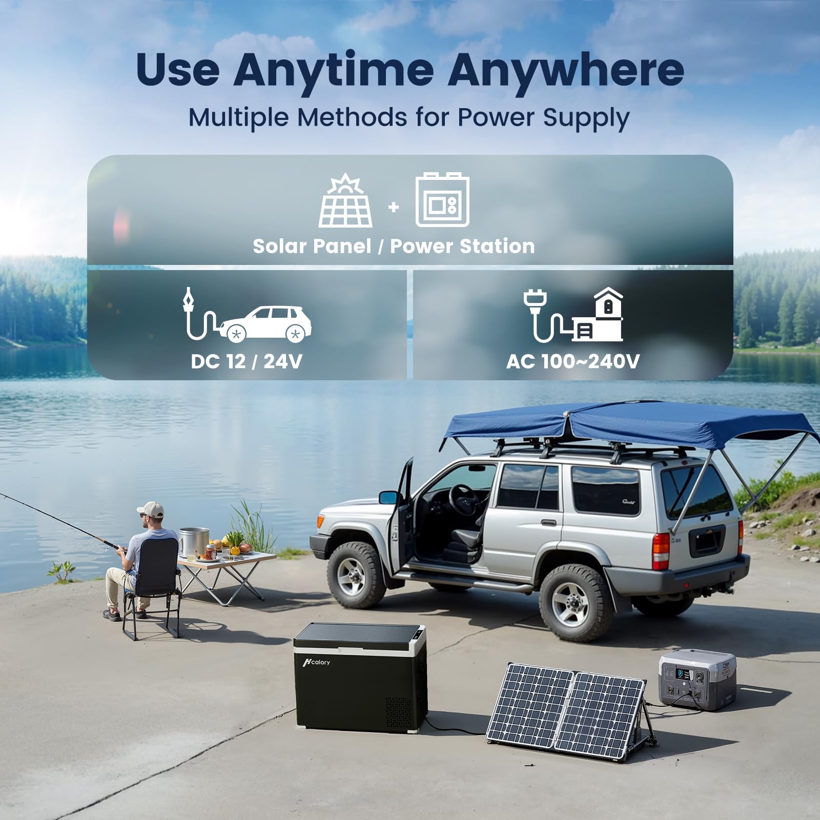HCALORY 40L Kompressor Kühlbox mit App-Steuerung & Dualzone -20°C bis 20°C,12/24/230V Elektrische Kühlbox mit Trennwand,Mobiler Camping kühlschrank für Auto/LKW/Boot