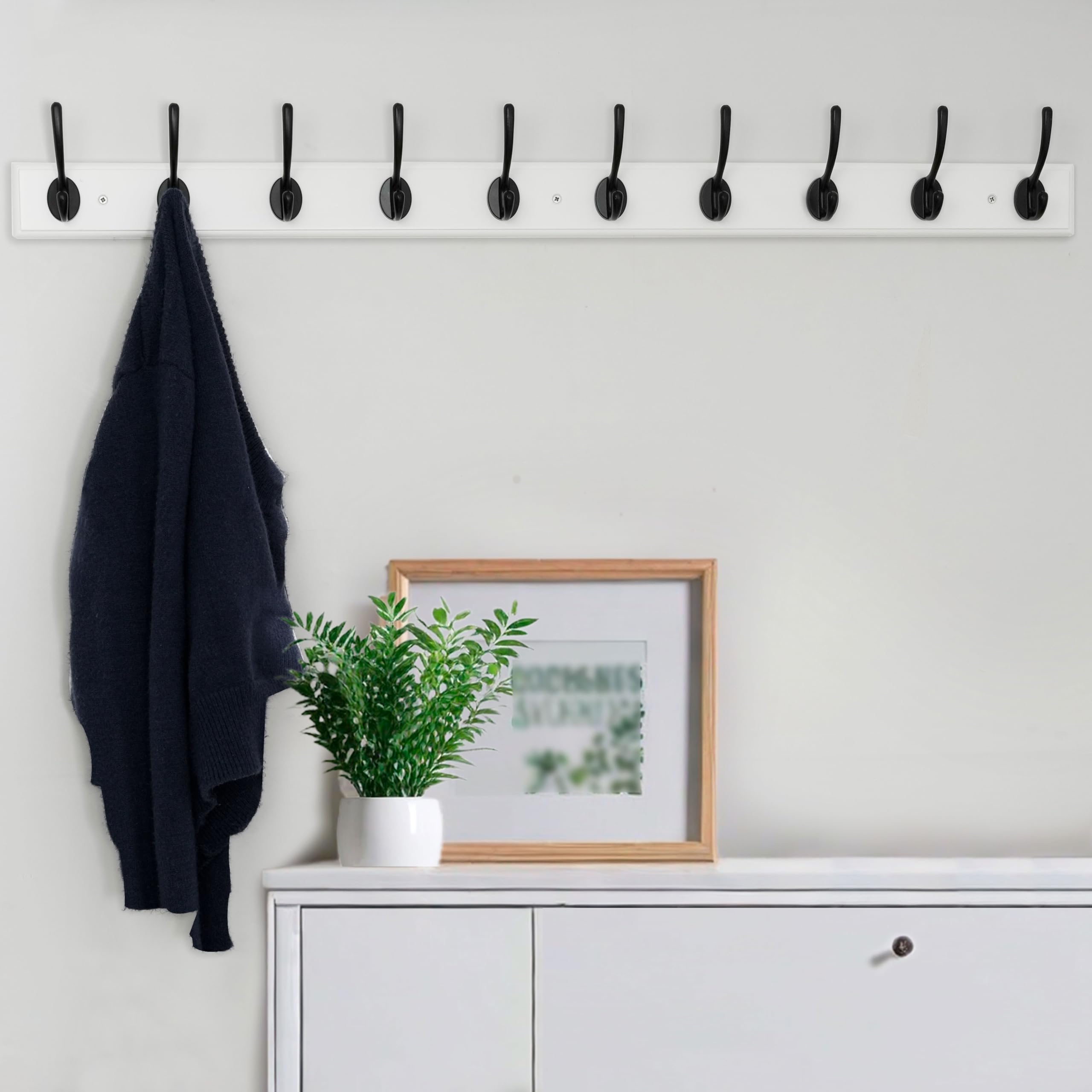 Appendiabiti Da Parete Lungo 97 Cm - 10 Ganci, Legno E Metallo, Perfetto Per Ingresso O Camera - Foto 8