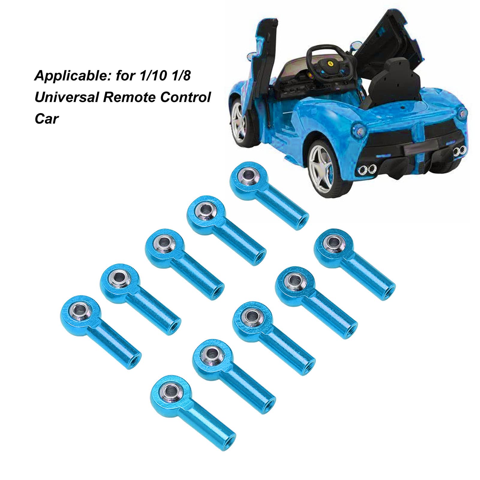 Dilwe Giunto Sferico RC, 10PCS M3 26mm Collegamento in Alluminio estremità Asta Giunto Snodo estremità Asta per 1/10 1/8 Accessorio Cingolato per Auto Telecomando Universale RC (Blu)