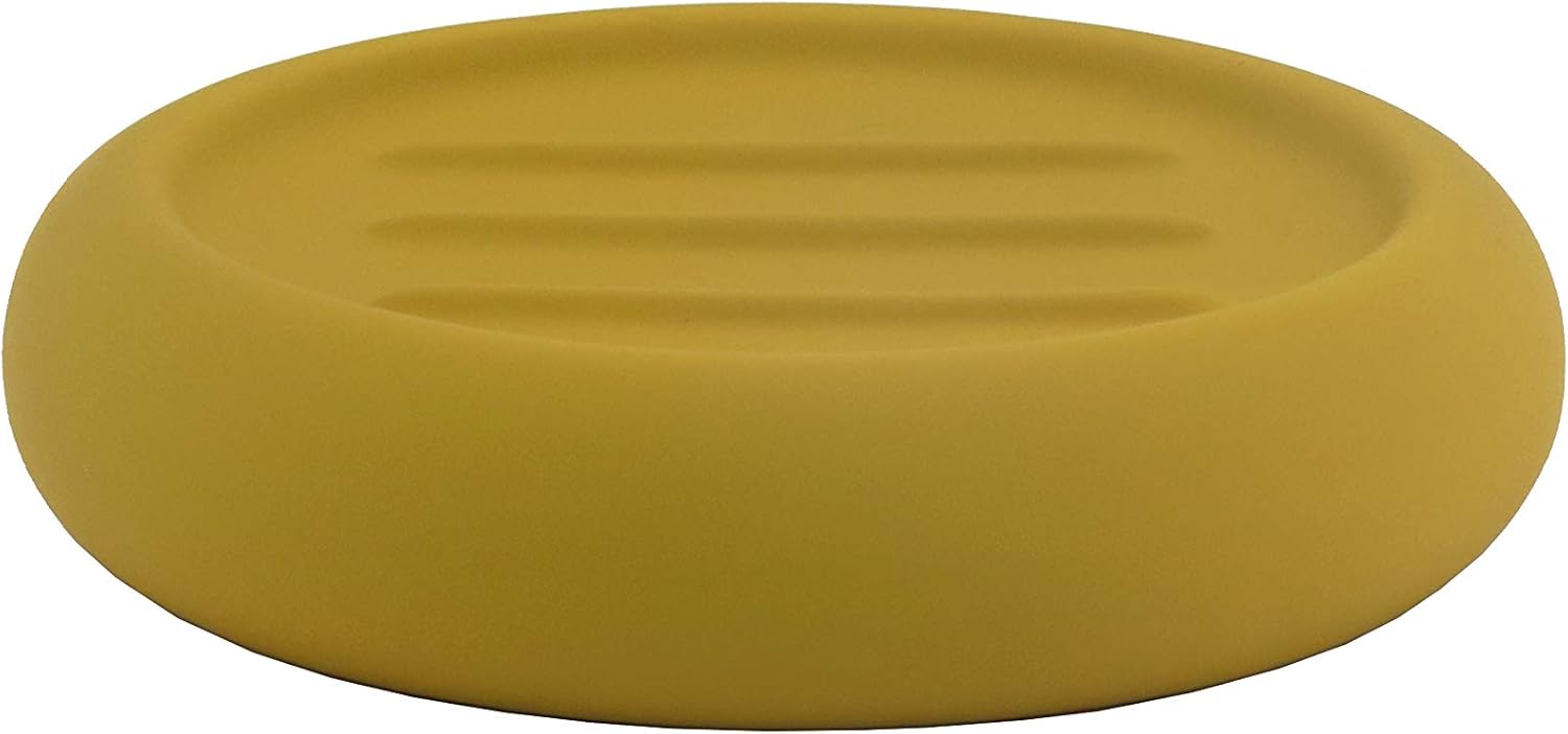 Bowling Soft Touch Ceramic Soap Dish, Yellow Home & Kitchen
