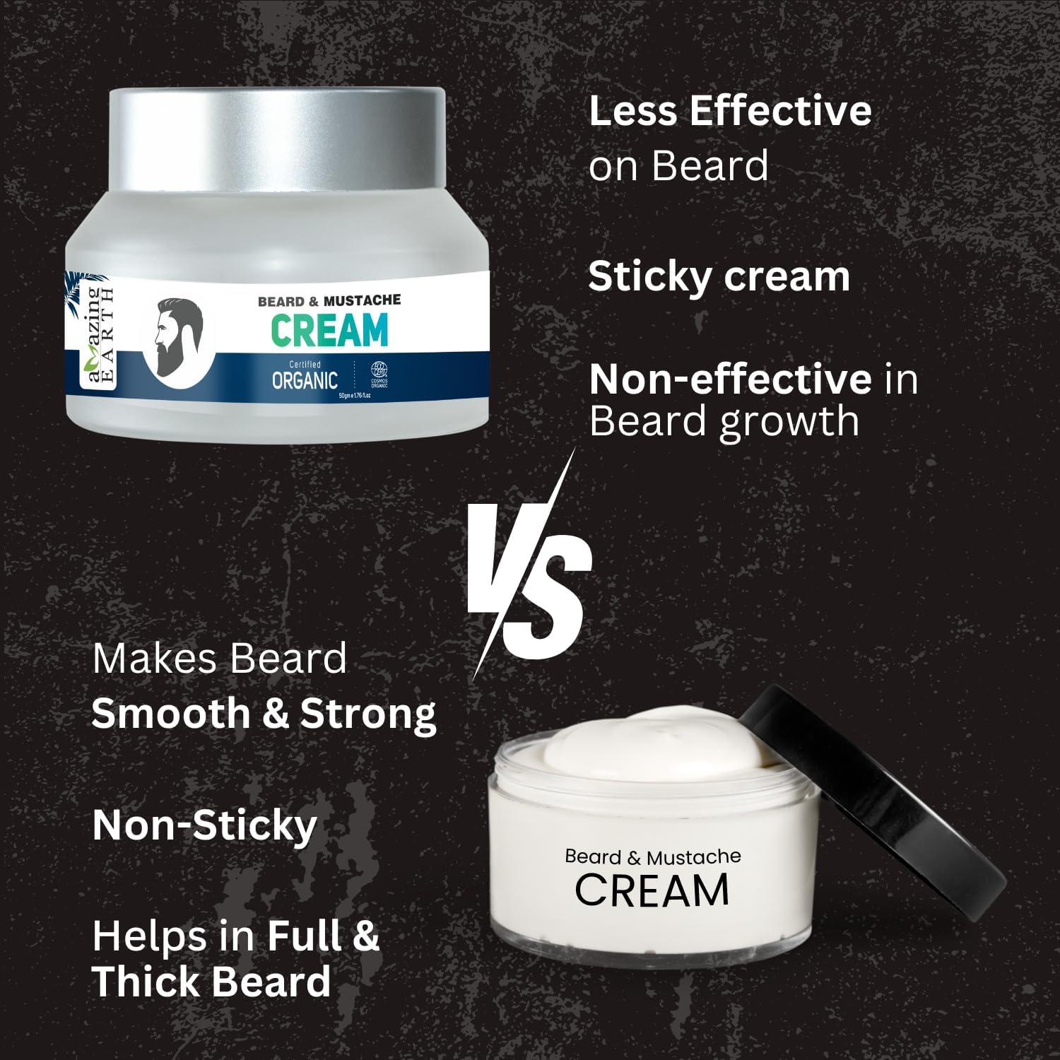 AMAzing EARTH Organic Beard and Mustache Cream, Paraben-Free, Natural, Cruelty-Free 50 gm Pack of 3 3