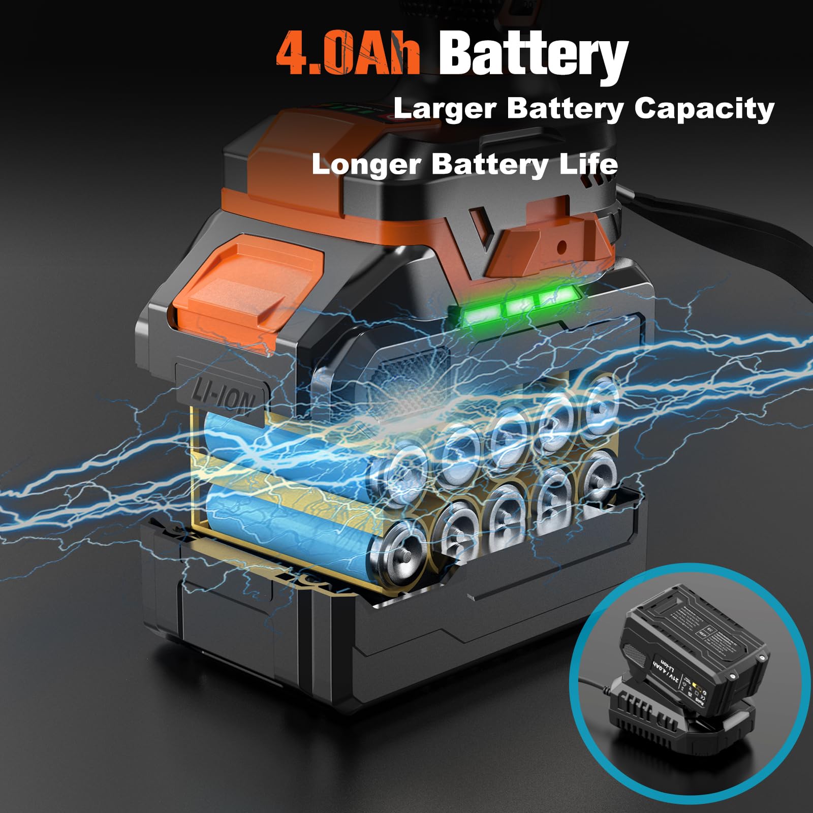 21V Avvitatore a Impulsi 1000N.m, Brushless Chiave a Percussione 1/2" ad Alta Potenza con Batterie da 4,0 Ah e Caricabatterie, 5 Bussole, Trapano a Impulsi per Auto Casa