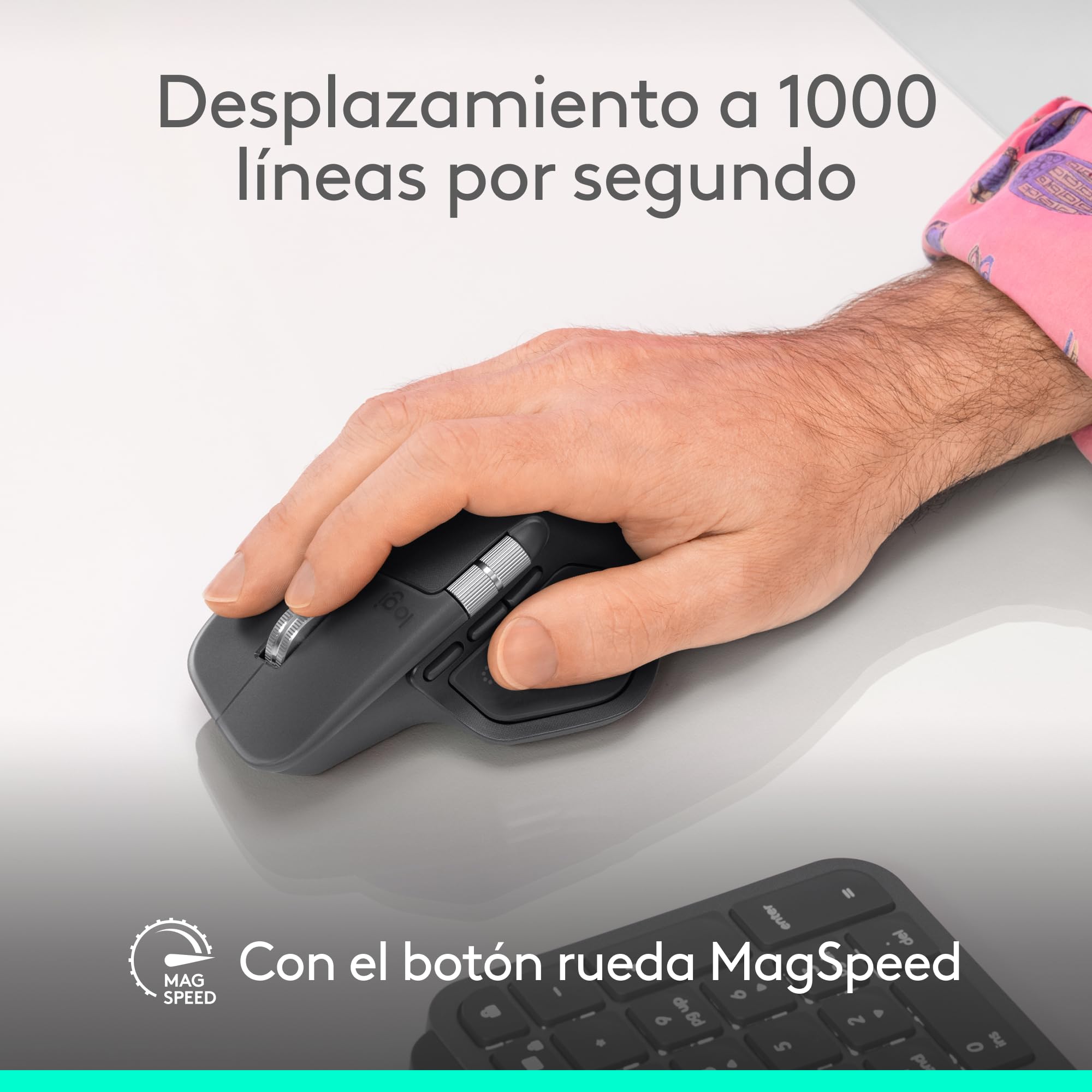 Logitech MX Master 4, ratón inalámbrico ergonómico con Respuesta háptica Avanzada, Desplazamiento ultrarrápido, USB-C, Bluetooth + MX Keys S Teclado inalámbrico, Perfil Bajo, QWERTY ESP - Grafito