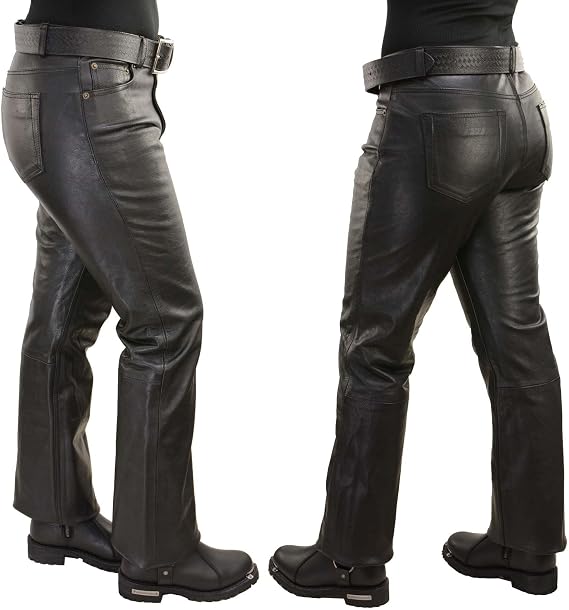 Milwaukee Leather Women's Premium Leather Classic Casual Motorcycle Rider Pants